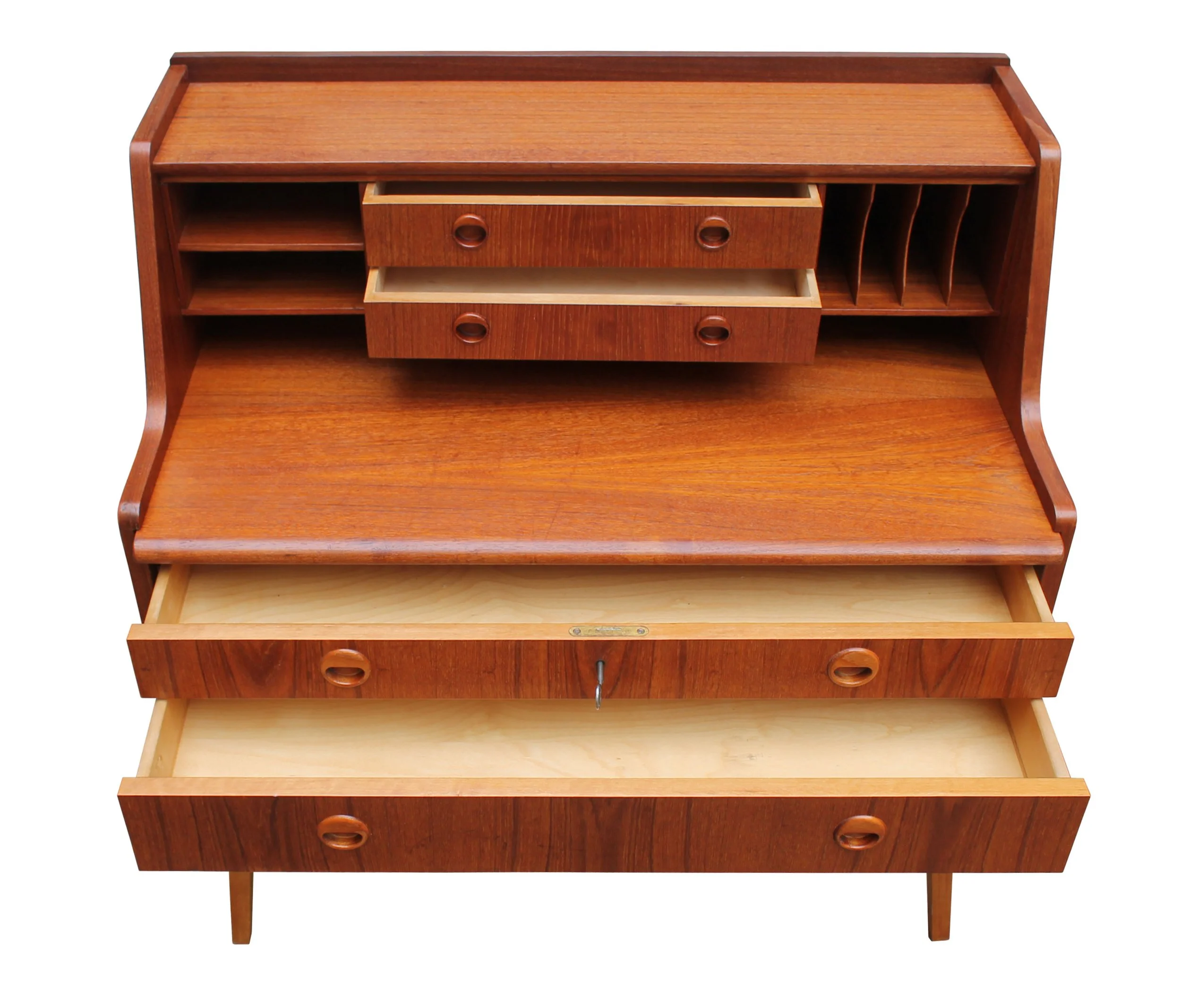 1960's Scandinavian Mid Century Teak Secretary Desk by AB Bröderna Gustafssons