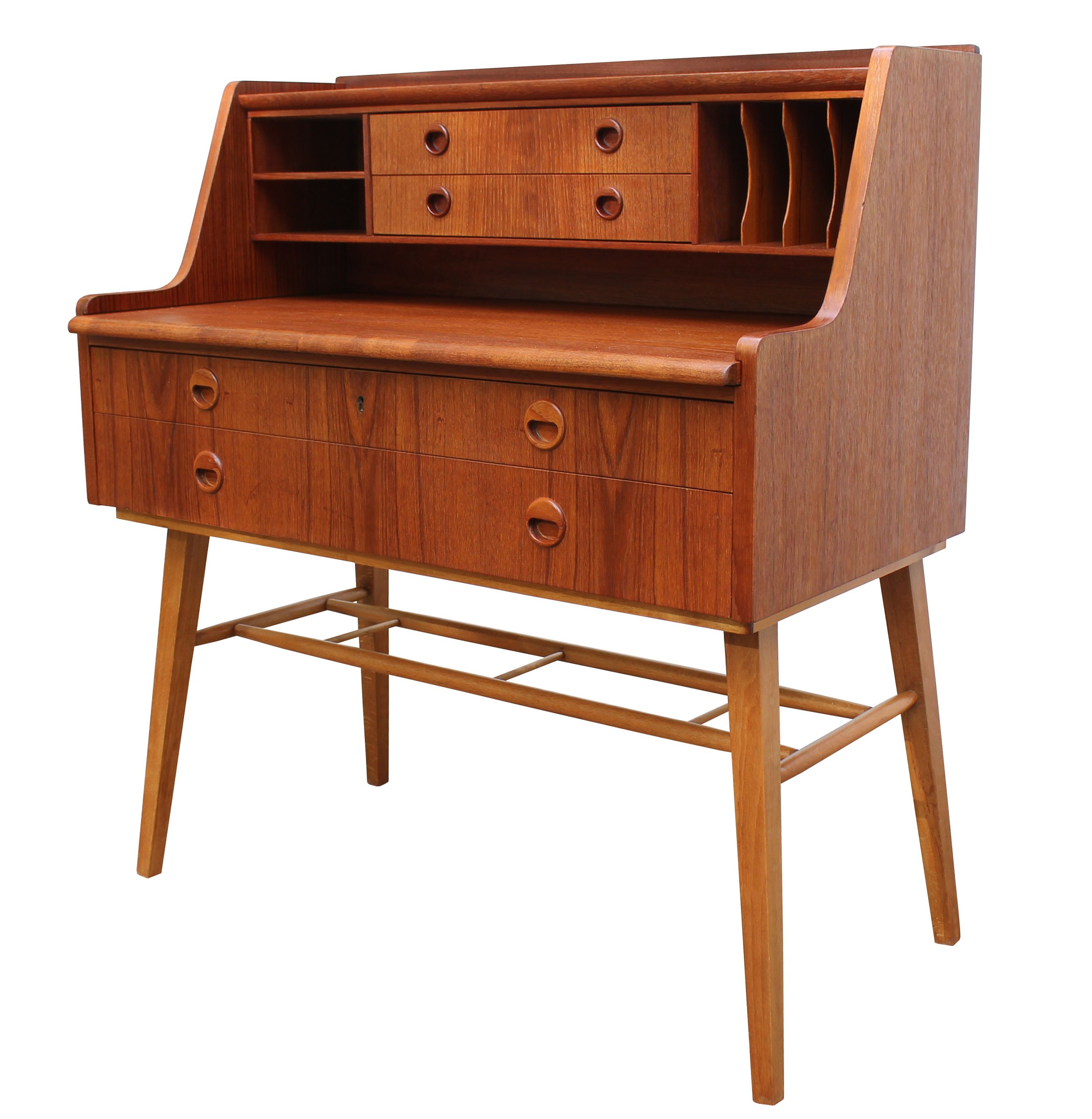 1960's Scandinavian Mid Century Teak Secretary Desk by AB Bröderna Gustafssons