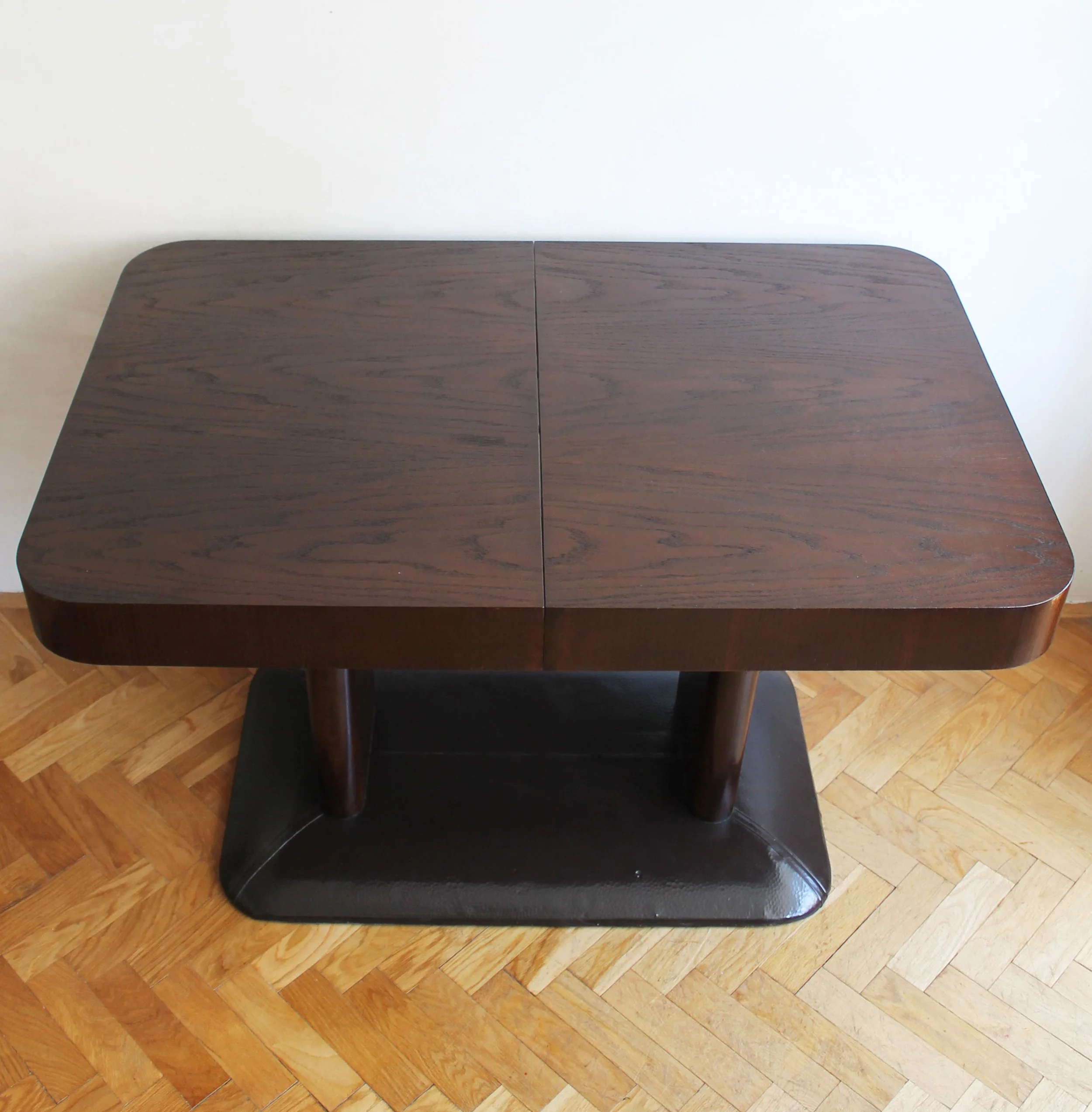 Vintage Czech dining table with extension leaf detail.jpg