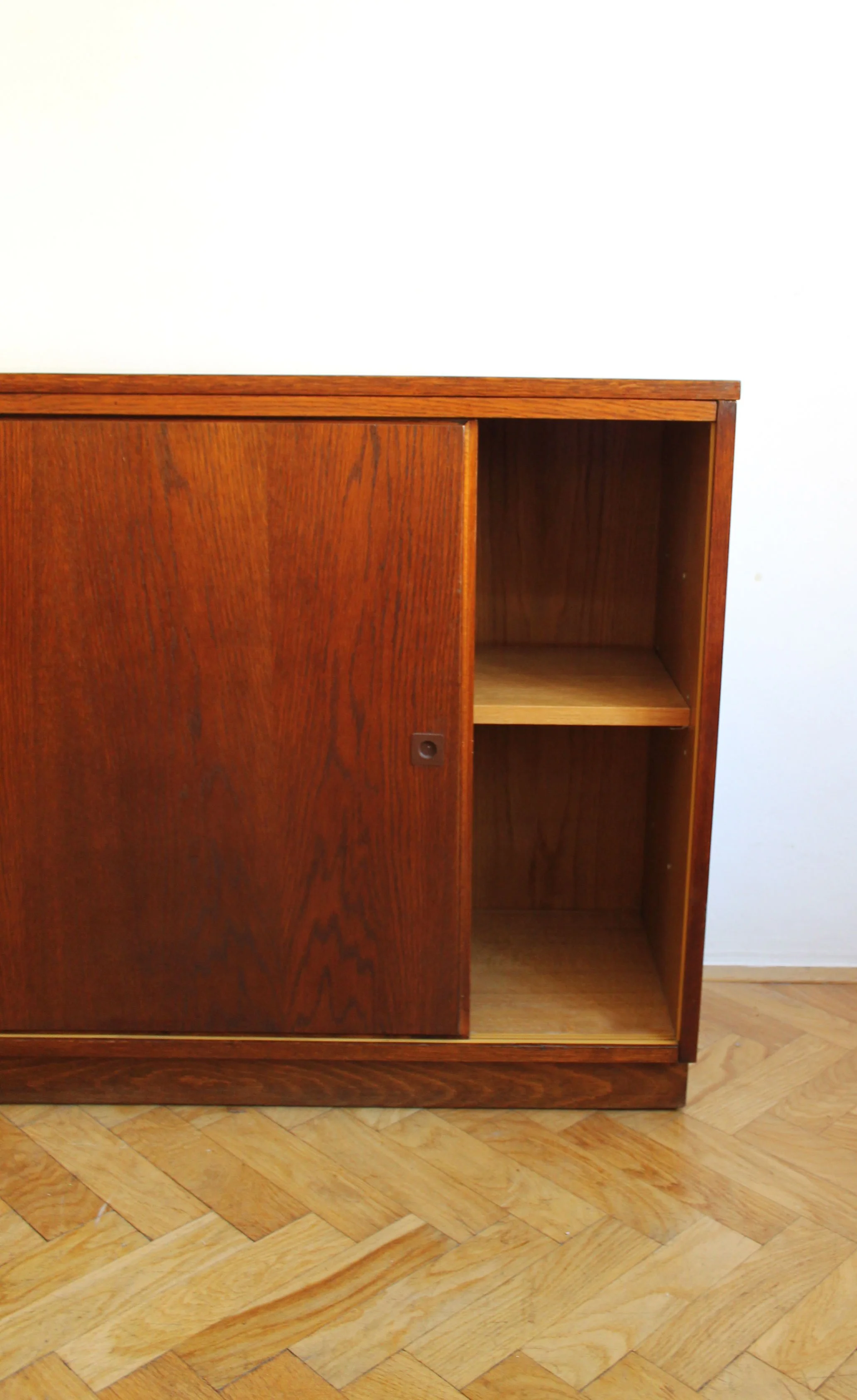 Open UP Závody oak sideboard showing adjustable interior shelving.jpg