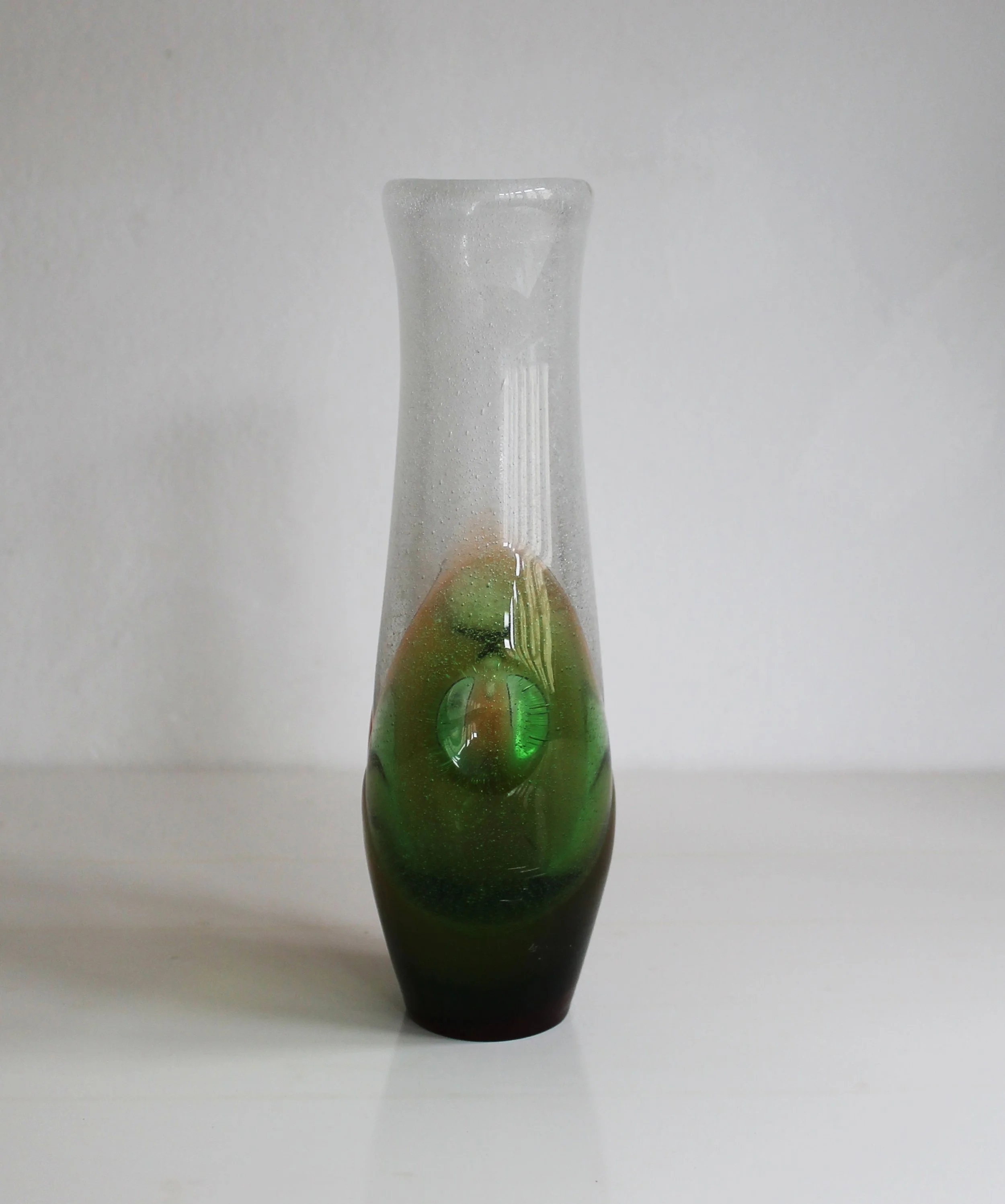 Vintage 1970s Czech vase with faceted body and frosted top.jpg