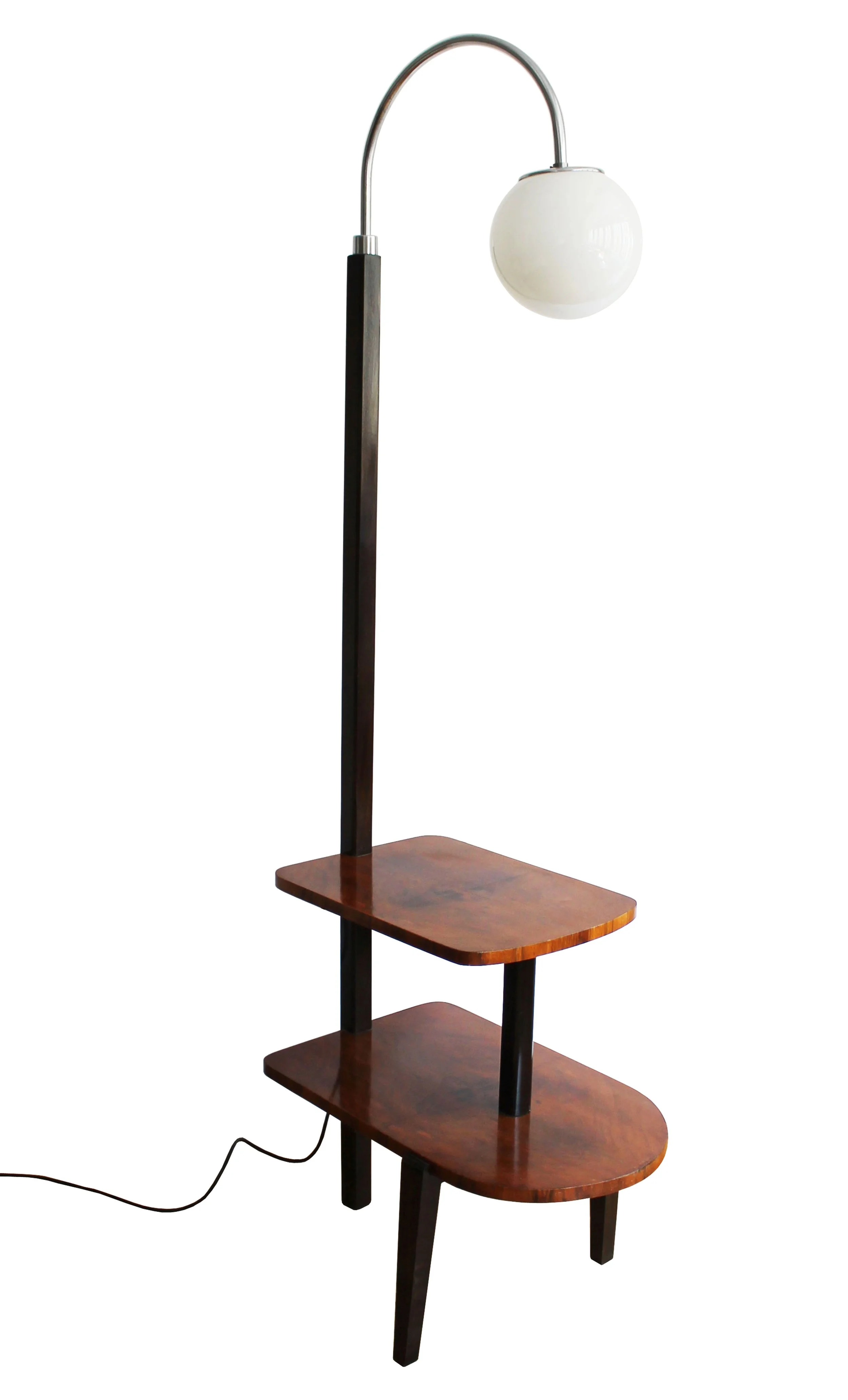 Rare 1950s mid century floor lamp by UP Brno with glass globe shade..jpg