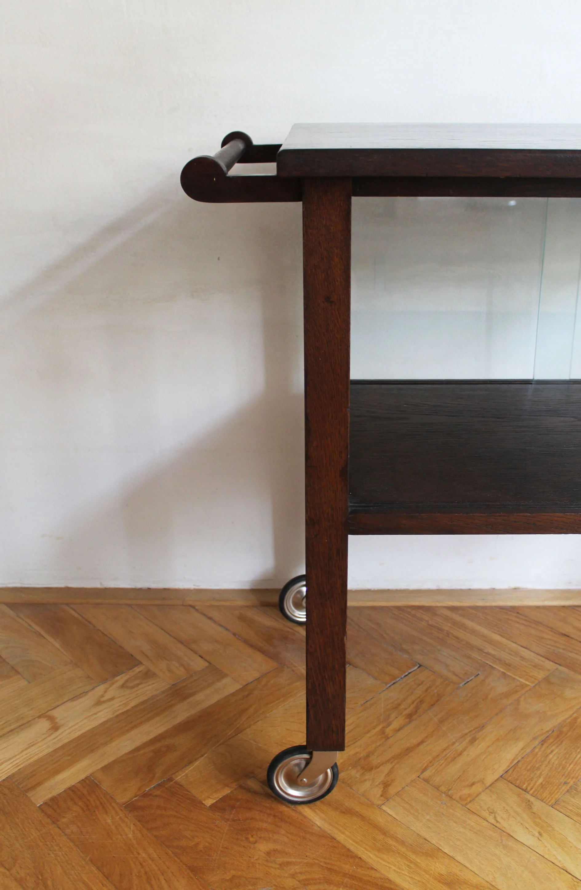 Authentic 1940s Modernist serving trolley styled in a mid-century interior.jpg