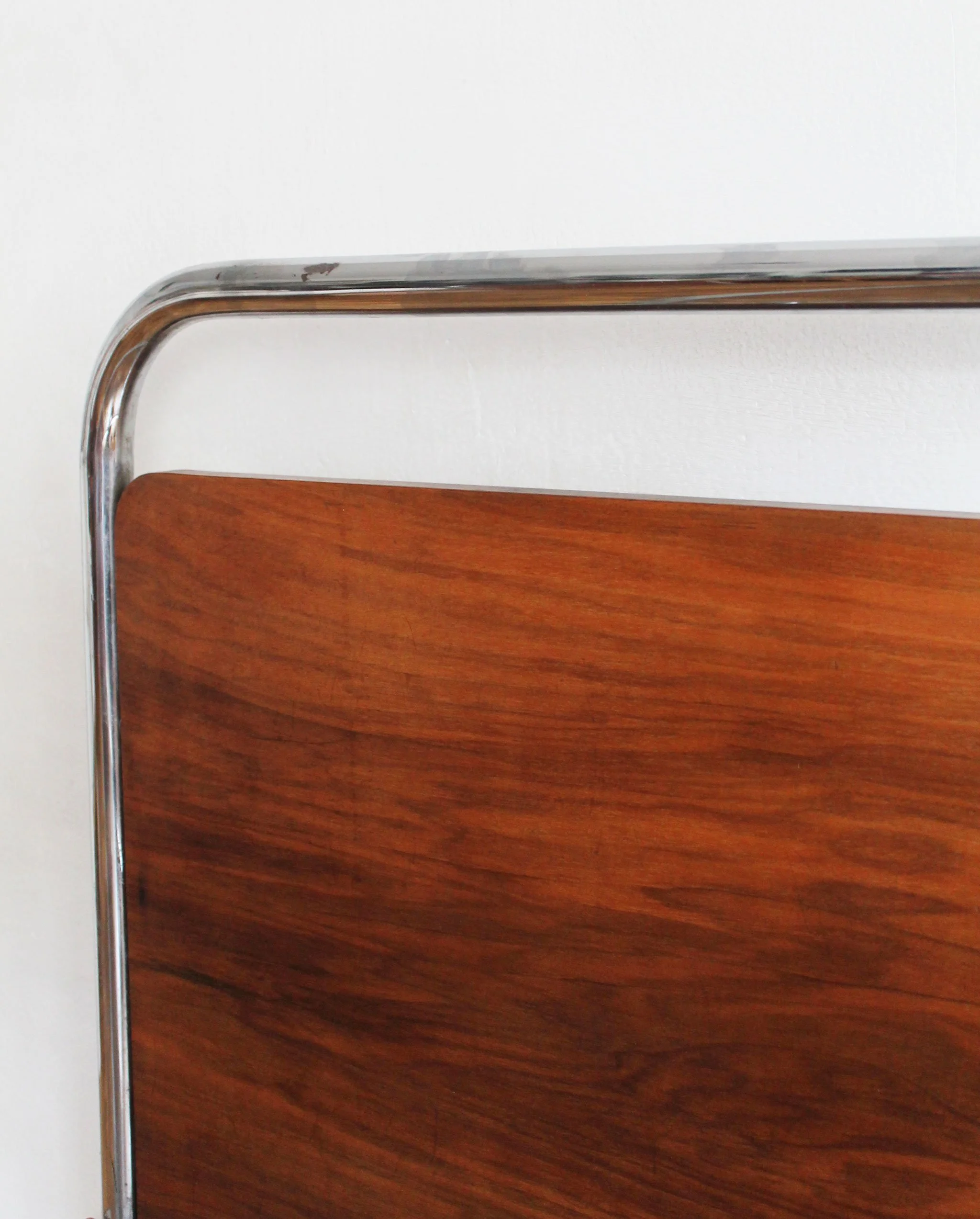 Chrome and wood Modernist bed detail.jpg