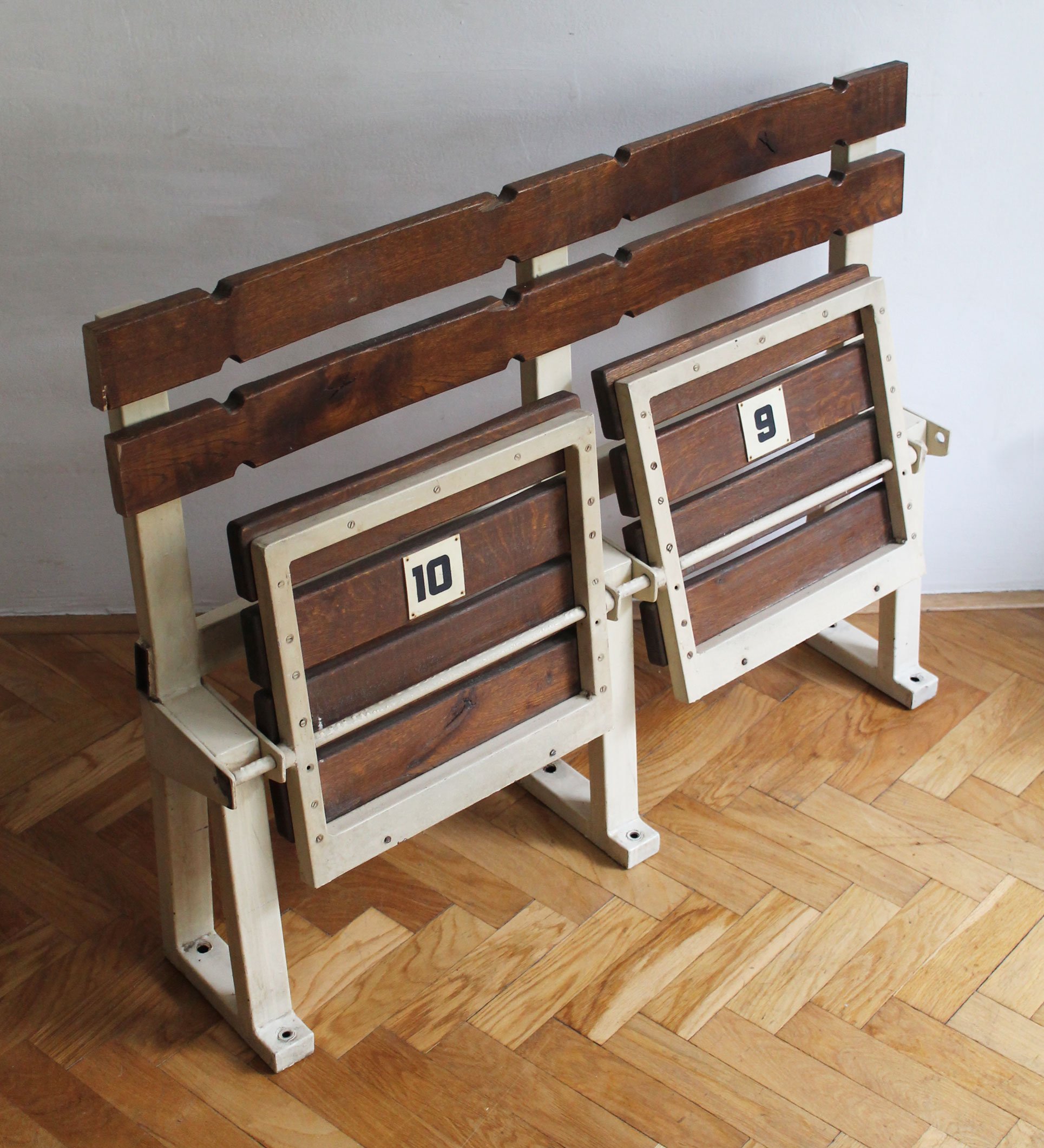 1970's Stadium bench, seats No. 9 and No. 10