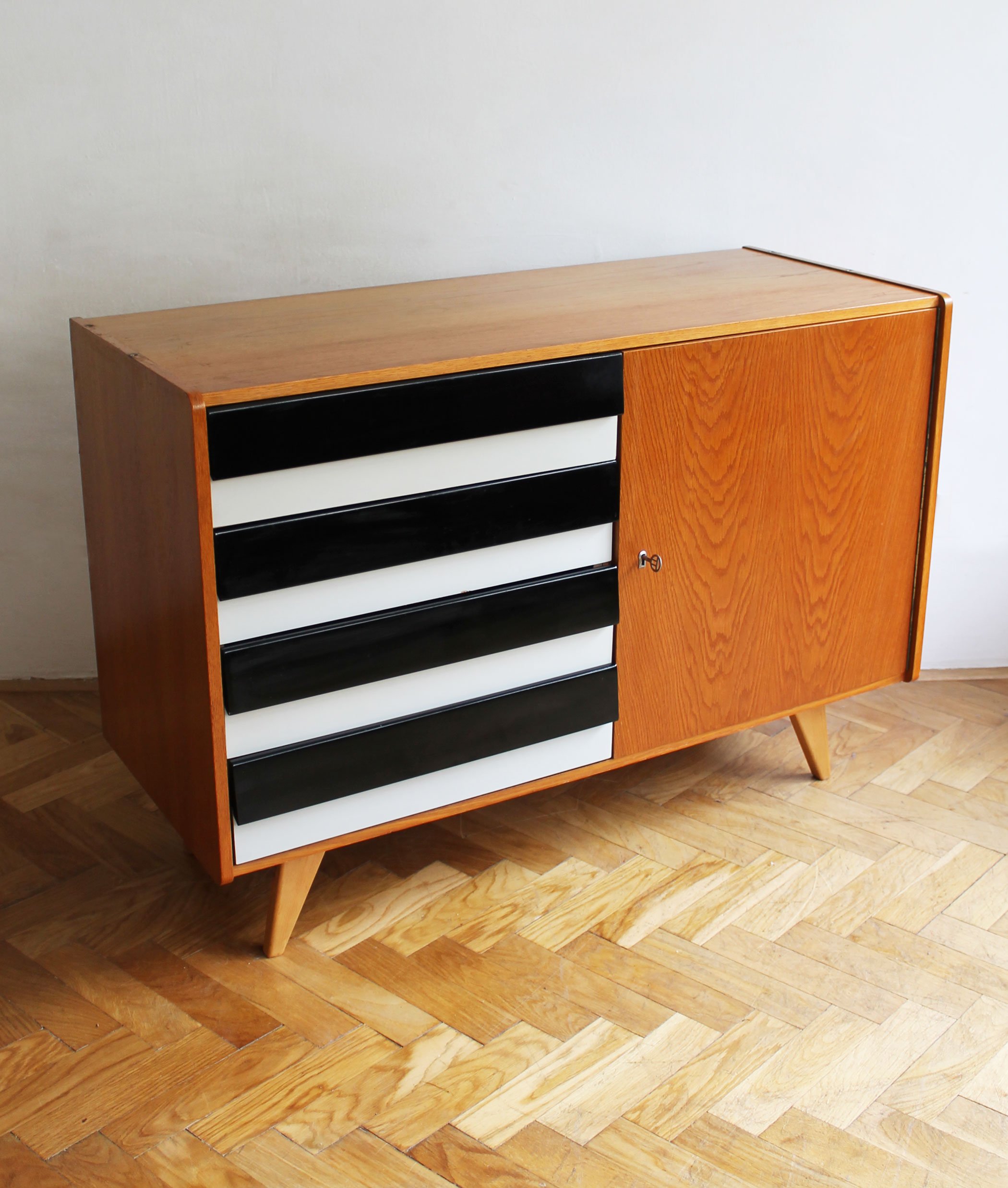 Original Czech Mid-Century sideboard with black and white Formica drawers.jpg