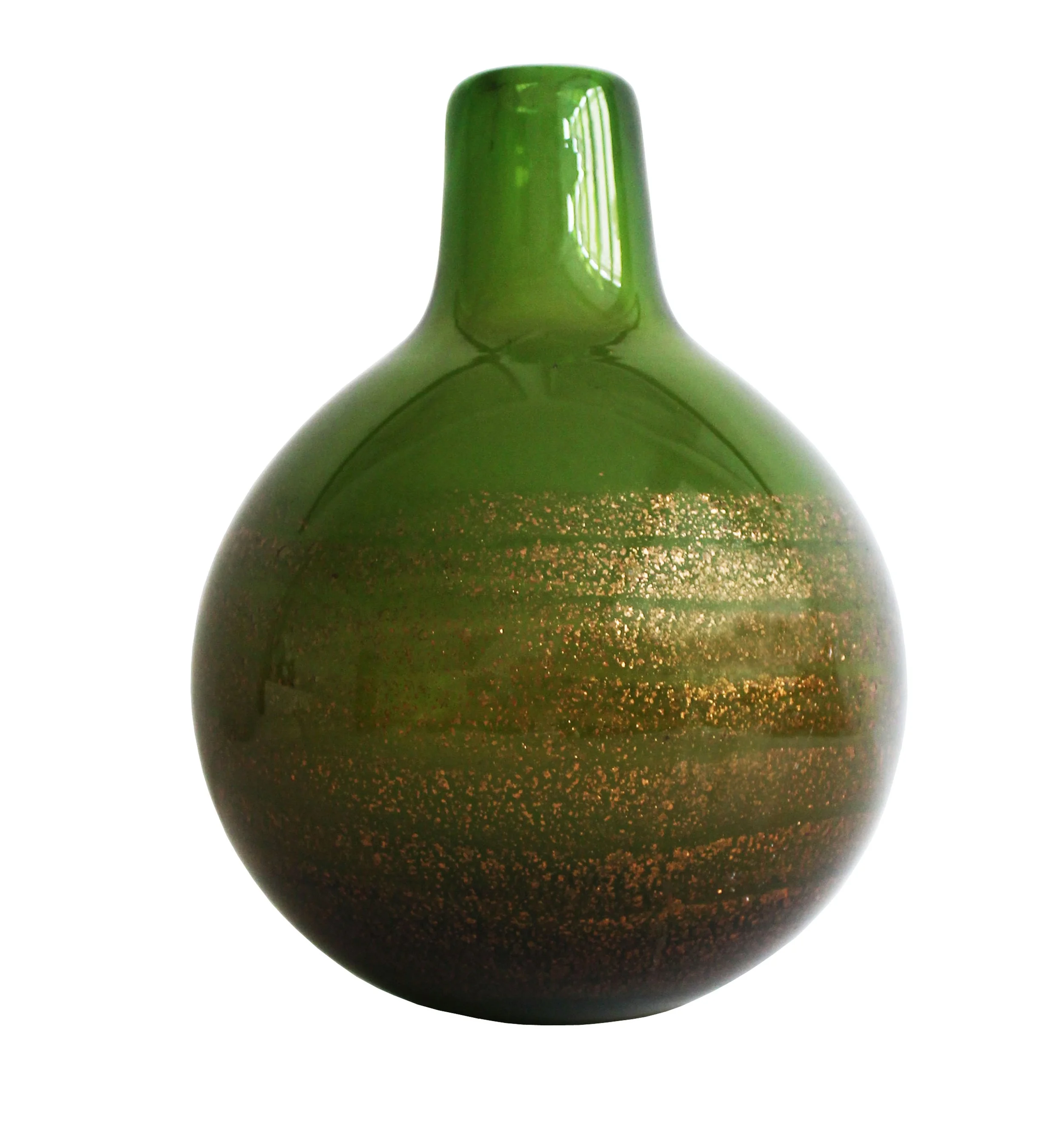 Green glass vase by František Vízner, model 7626/24, with mica inclusions from Škrdlovice Glassworks.jpg
