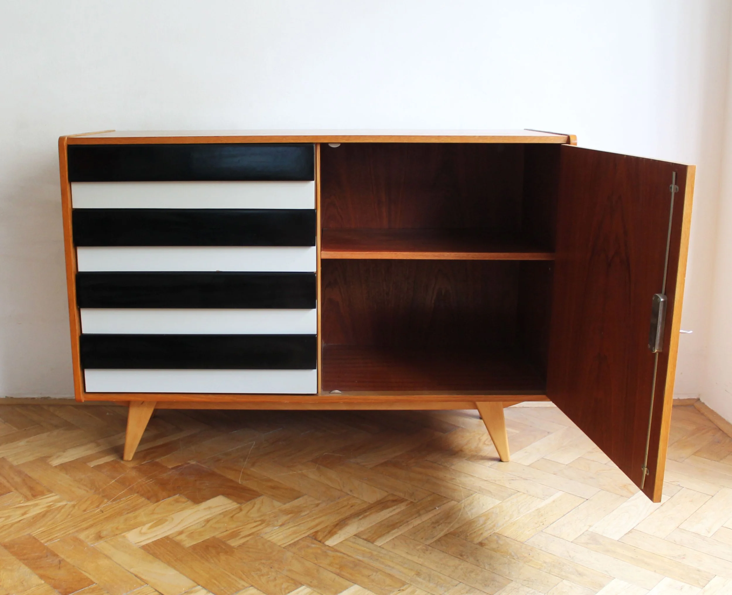 Burgundy-stained interior of the U-458 cabinet.jpg