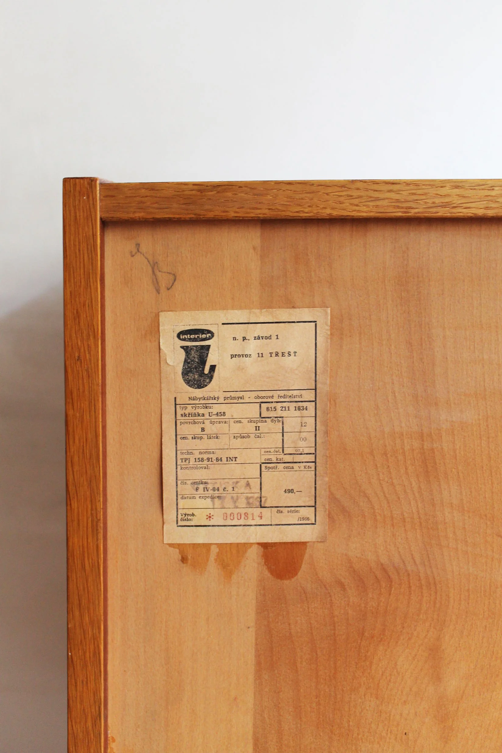Original manufacturer's label on 1967 U-458 sideboard.jpg