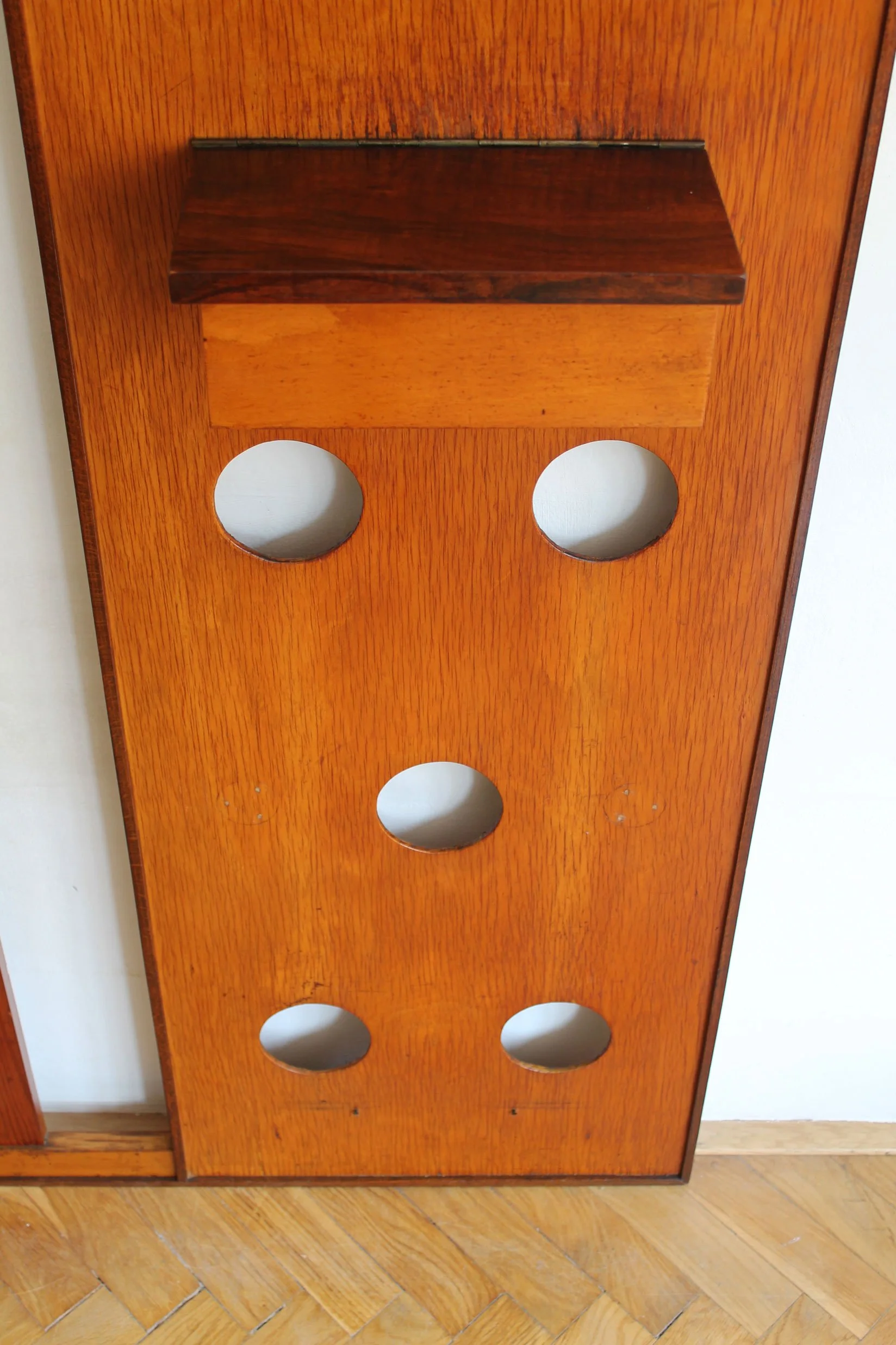 Retro coat rack with built-in mirror and key storage, mid-century modern design.jpg (Copy)
