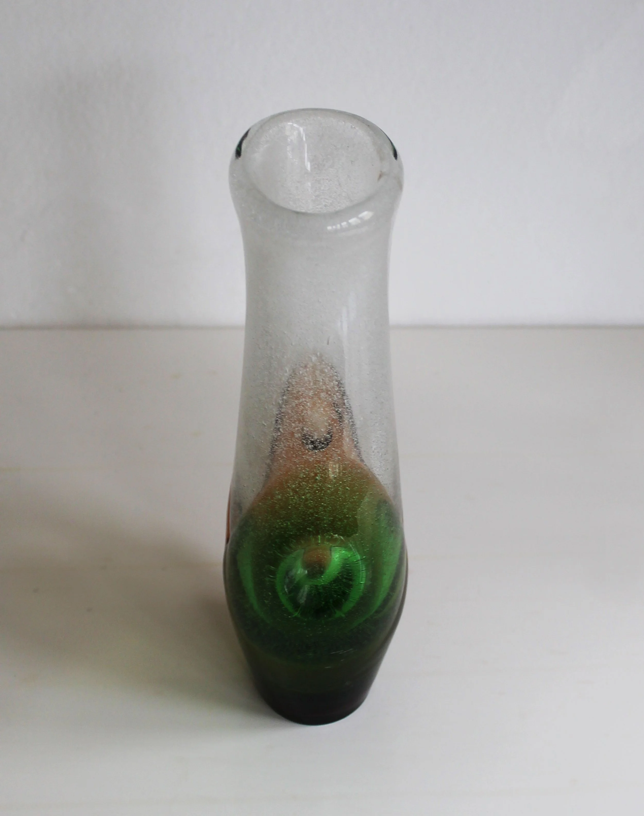 Textured crystal art glass vase with green–amber gradient.jpg