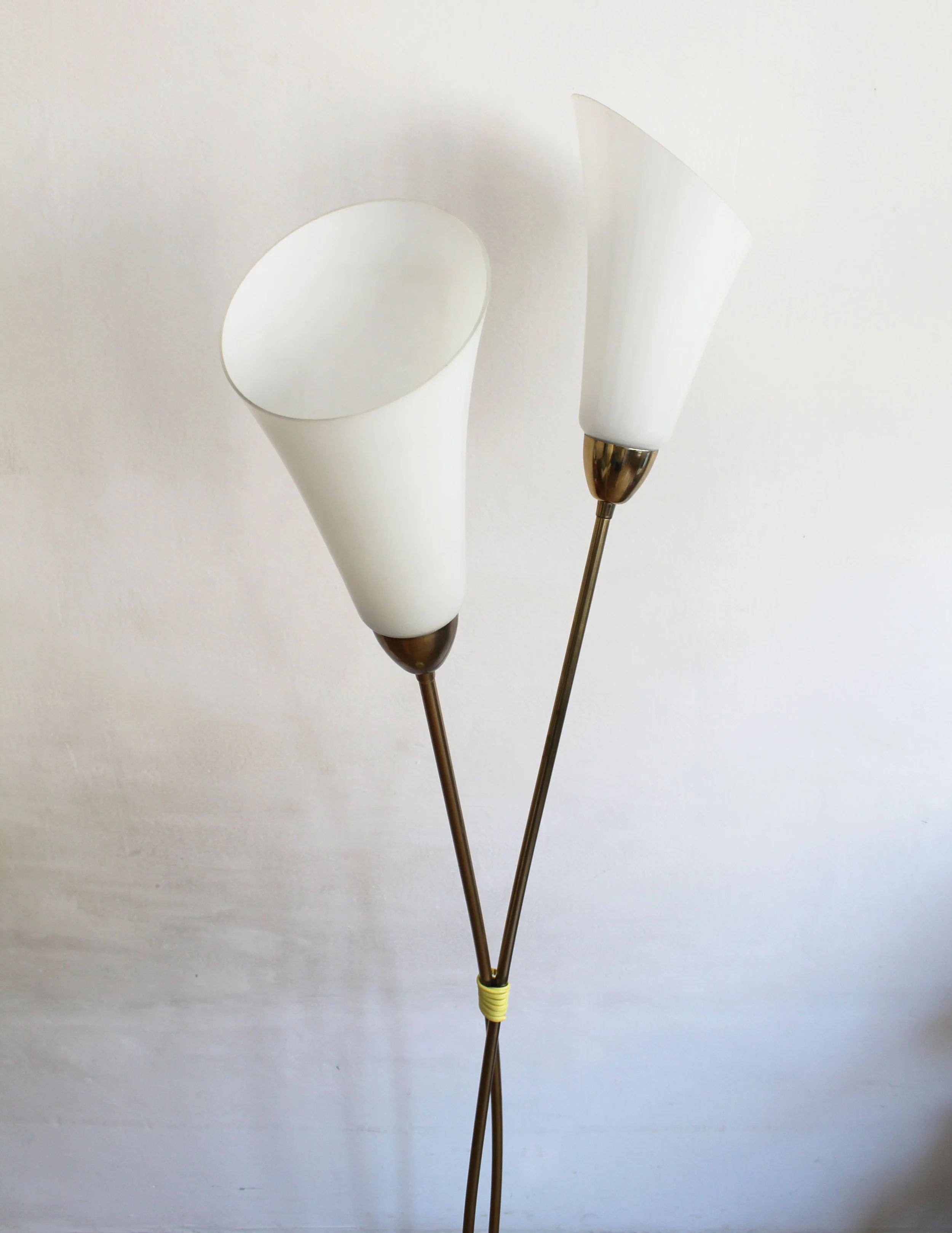 Vintage brass and glass floor lamp in natural light.jpg