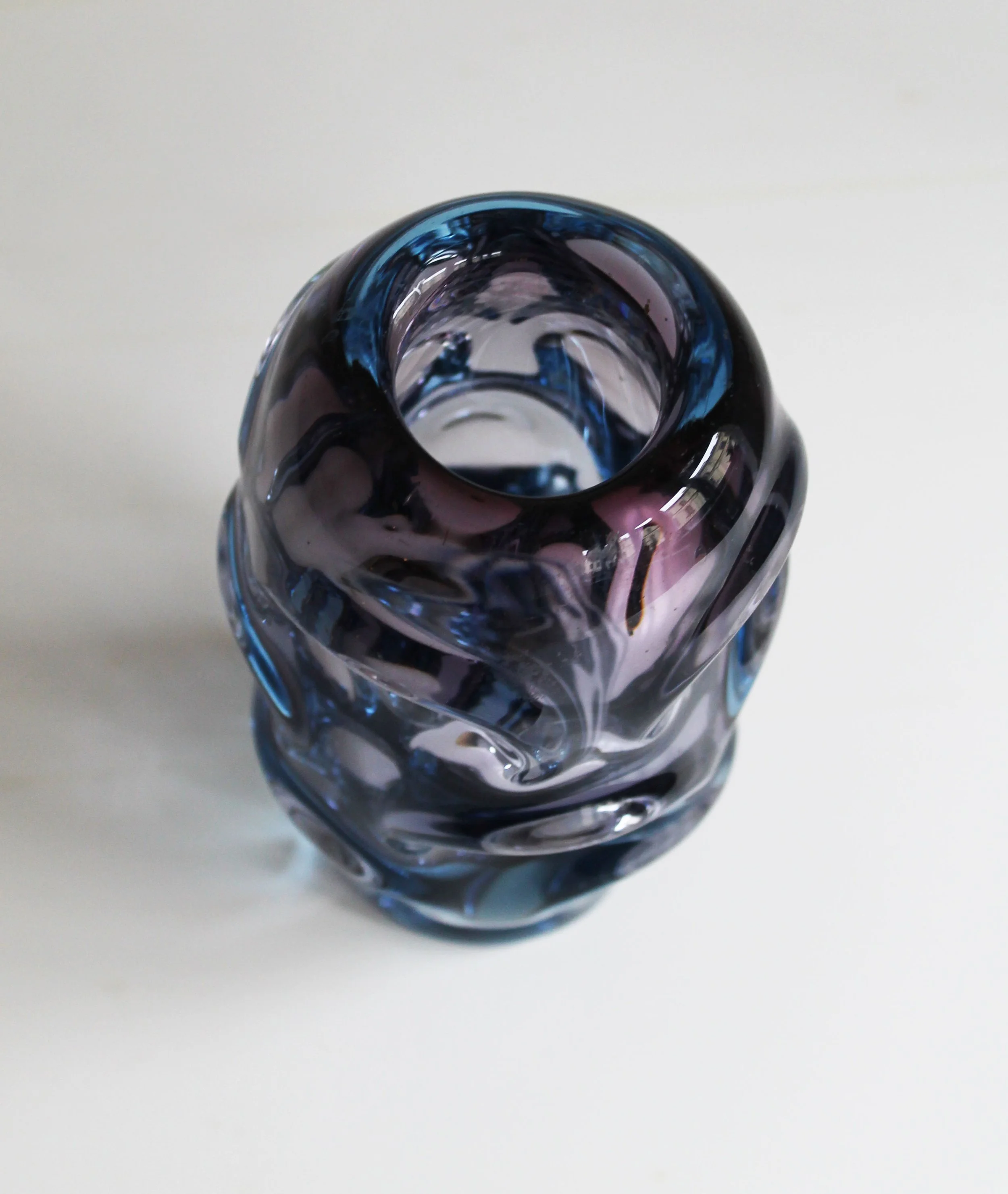 Vintage Skrdlovice vase in blue and white glass.jpg