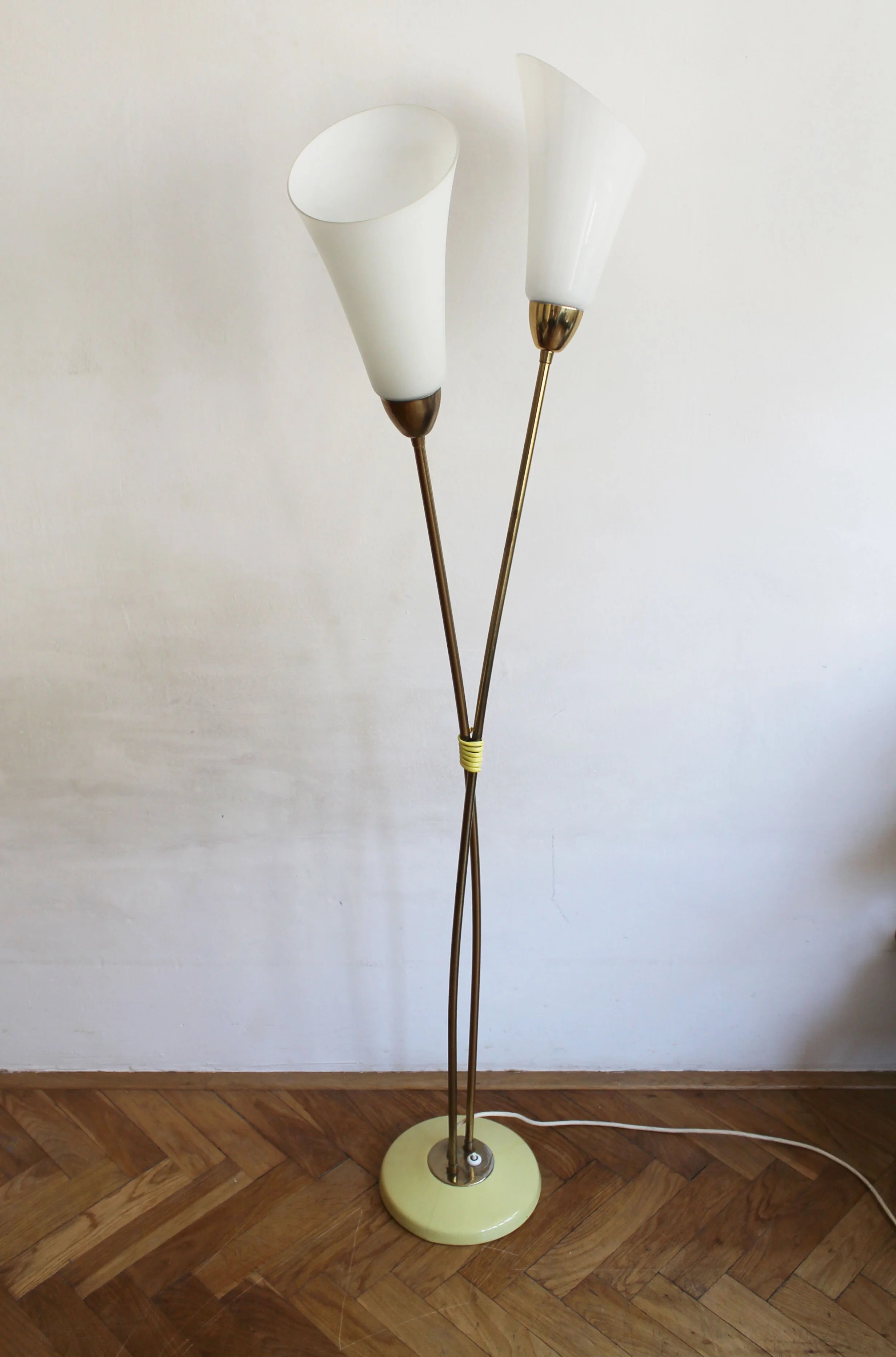 Yellow ceramic base of 1960s Czechoslovak floor lamp.jpg