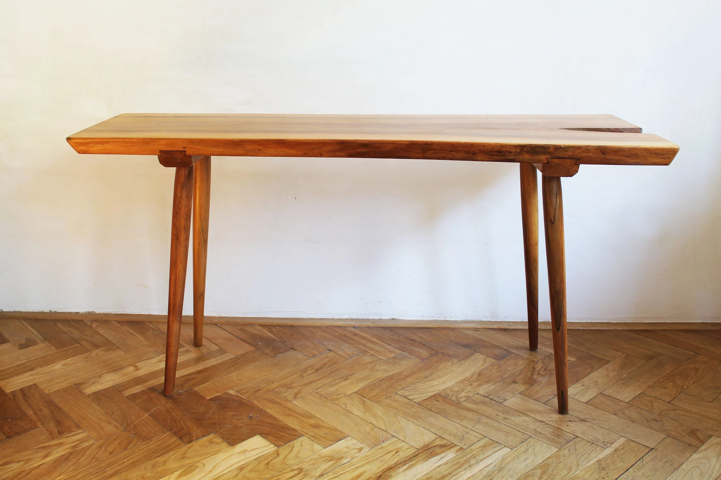Minimalist organic oak side table, handcrafted mid-century Czech furniture.jpg