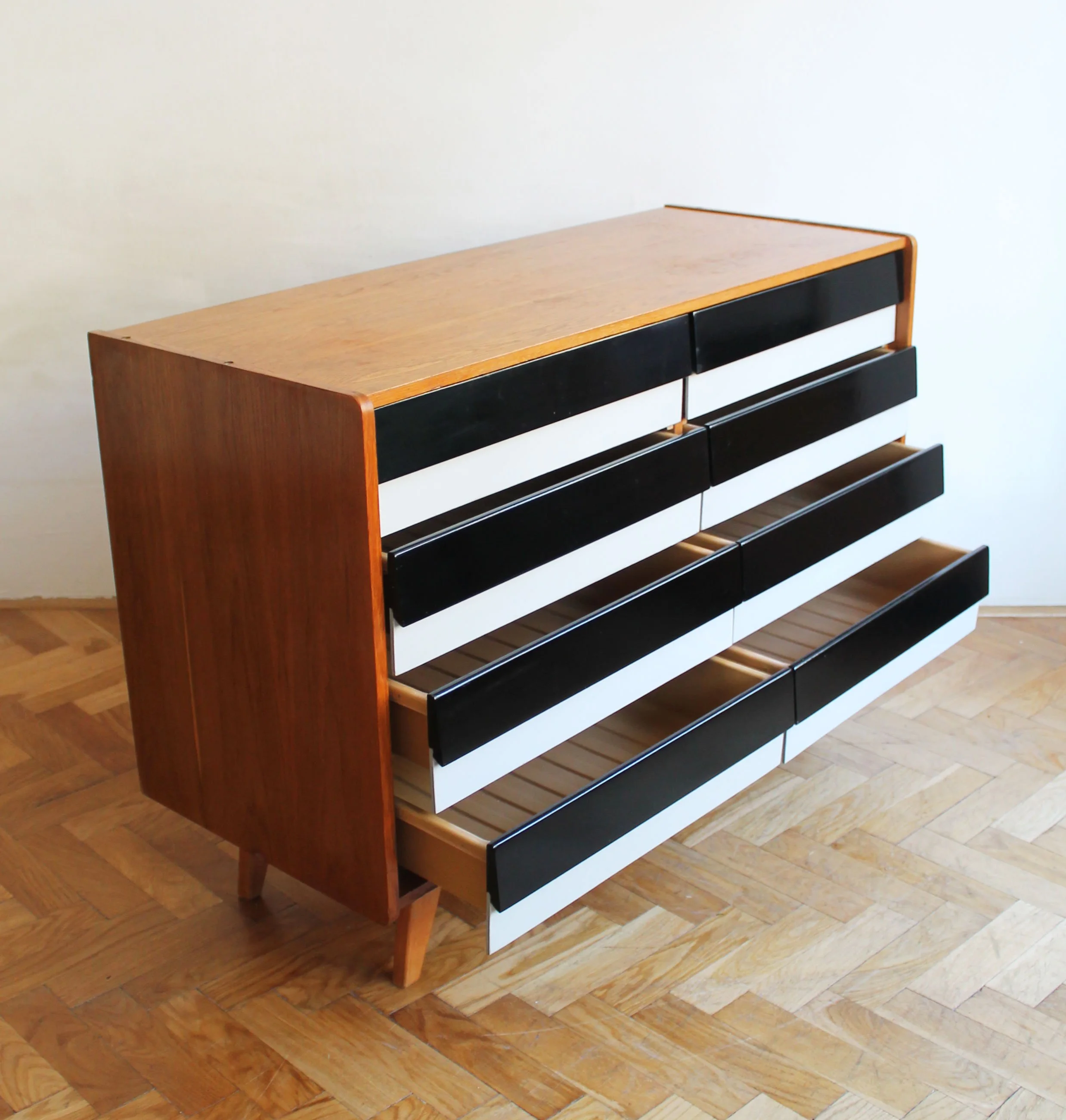 Detail of black and white Formica drawers on Jiroutek sideboard.jpg