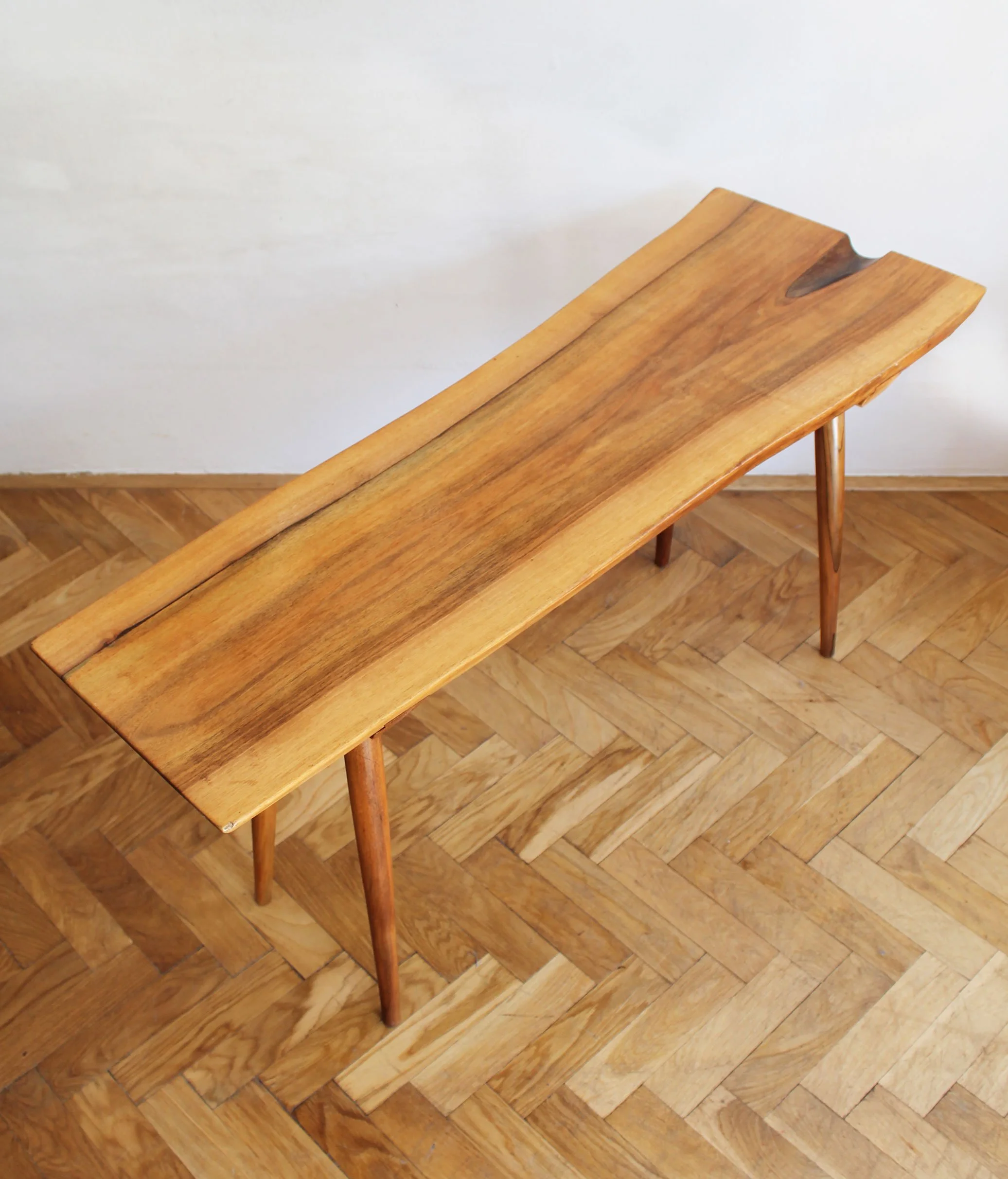 Elegant mid-century oak side table with freeform top, designed by ULUV 1960s.jpg