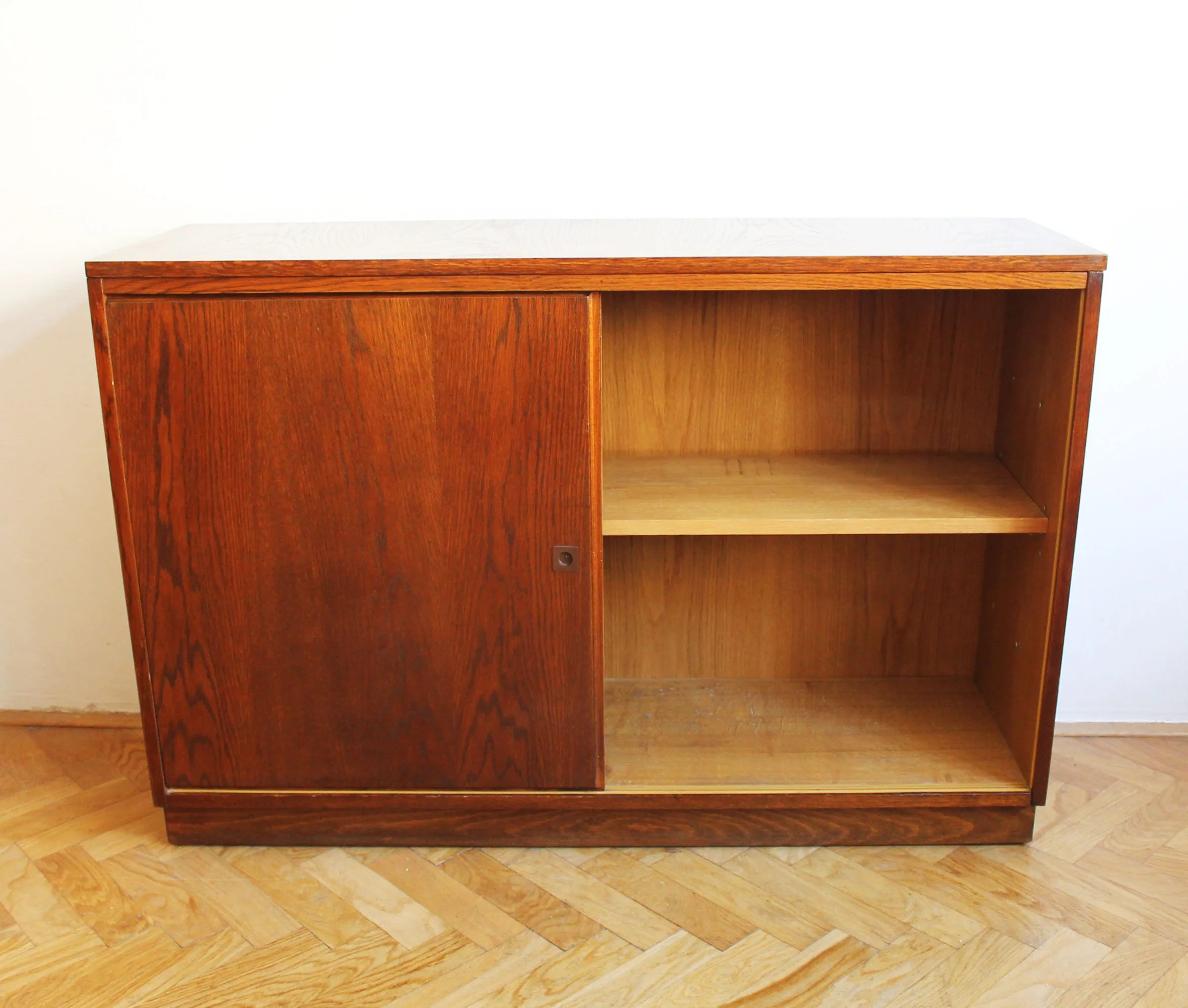 Interior detail of adjustable shelf inside 1966 Czechoslovak oak cabinet.jpg