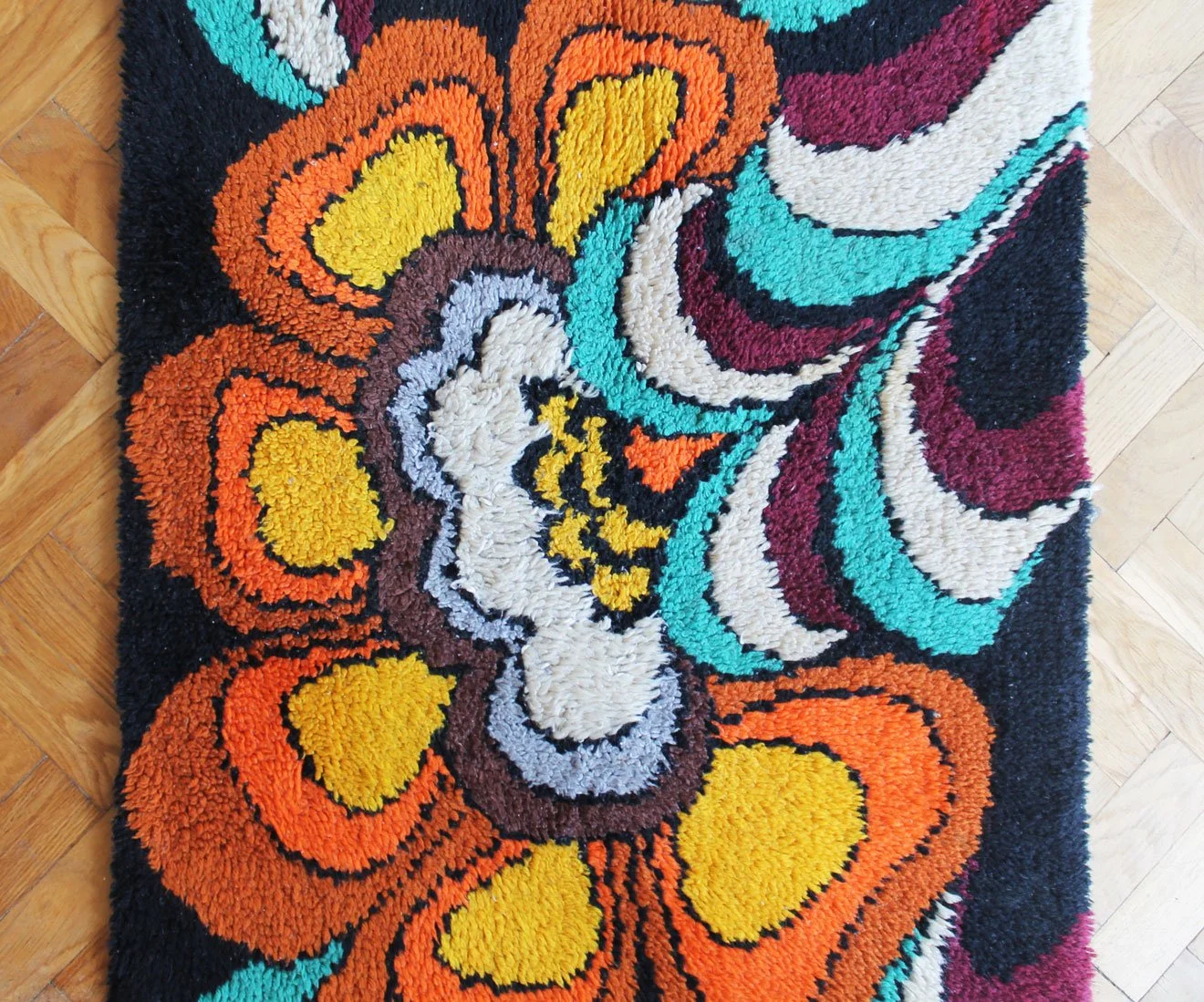 German vintage rug with vibrant Pop Art colours and soft wool.jpg