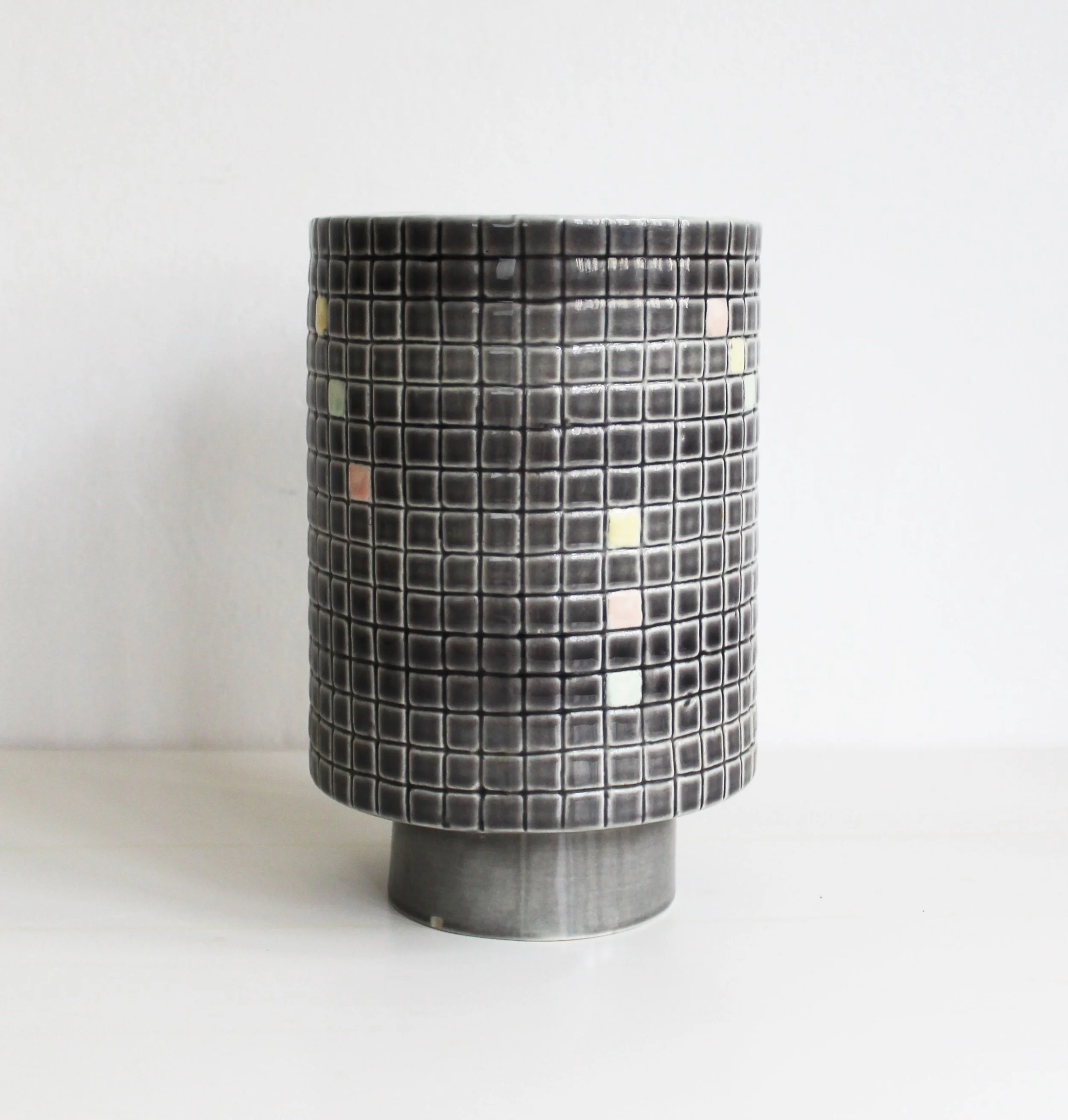 Grey mosaic glazed ceramic vase.jpg