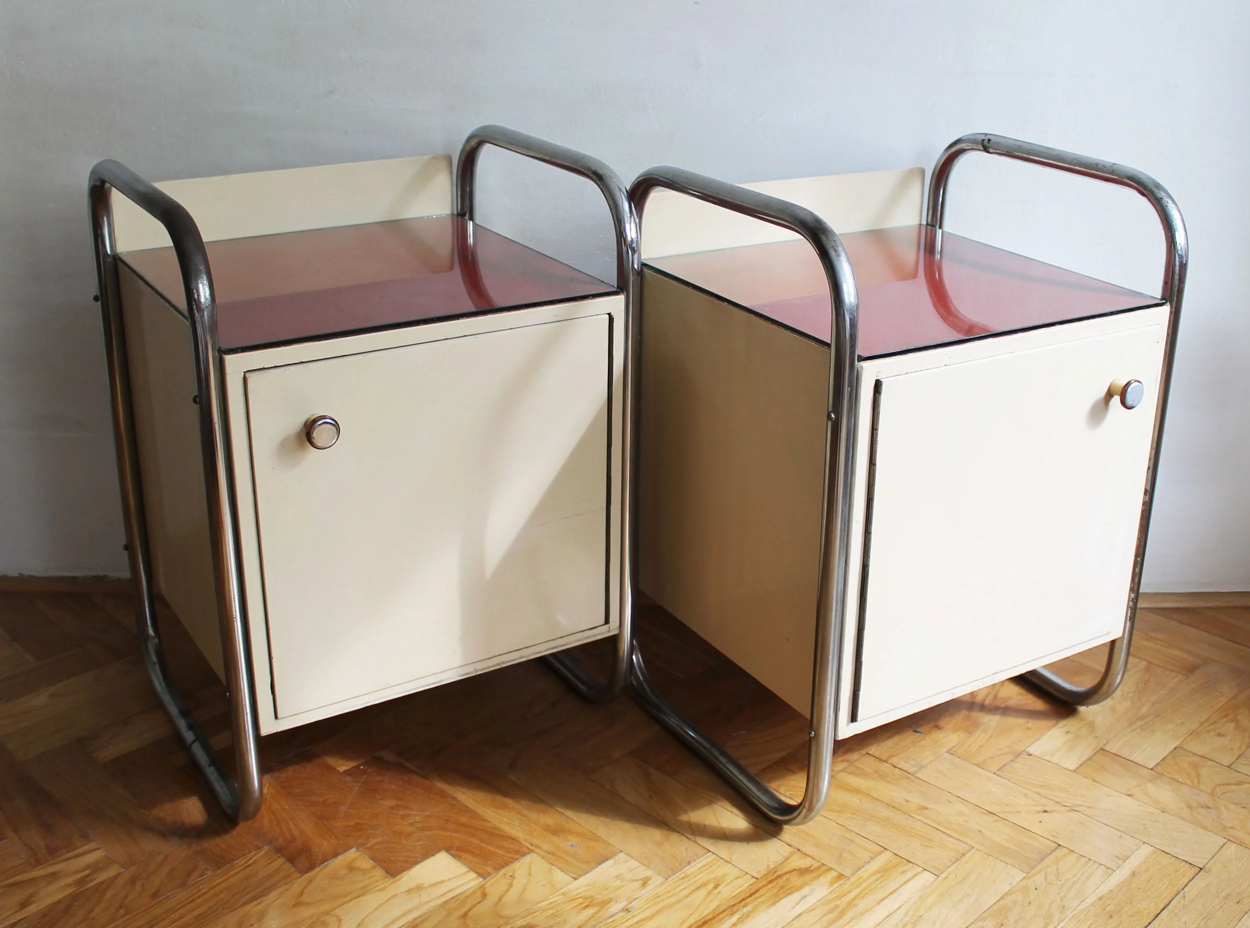Pair of 1940's Modernist Bedside Tables by Slezak (Copy)