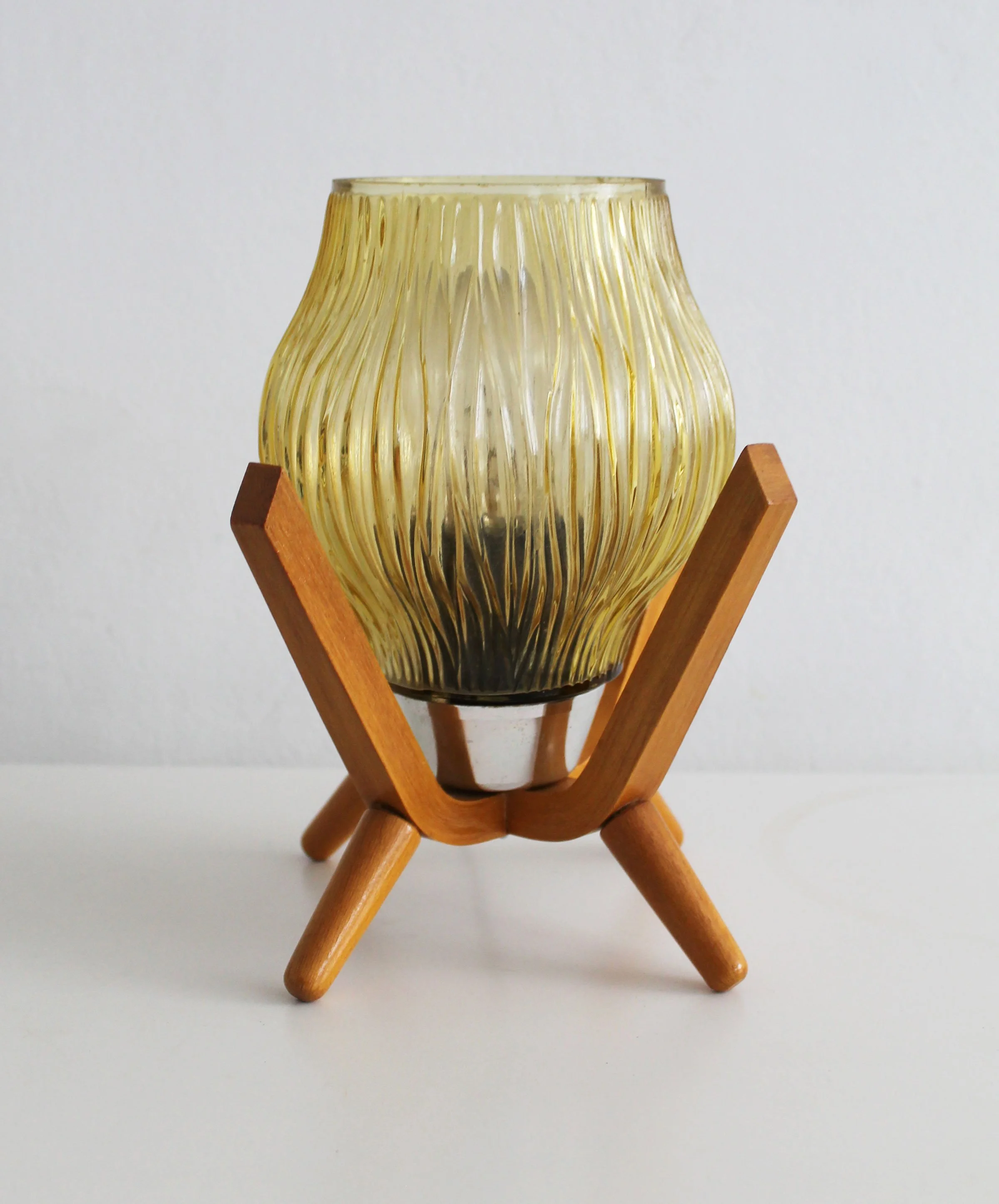 Pair of 1970's Vintage bedside table lamps by Drevo Humpolec