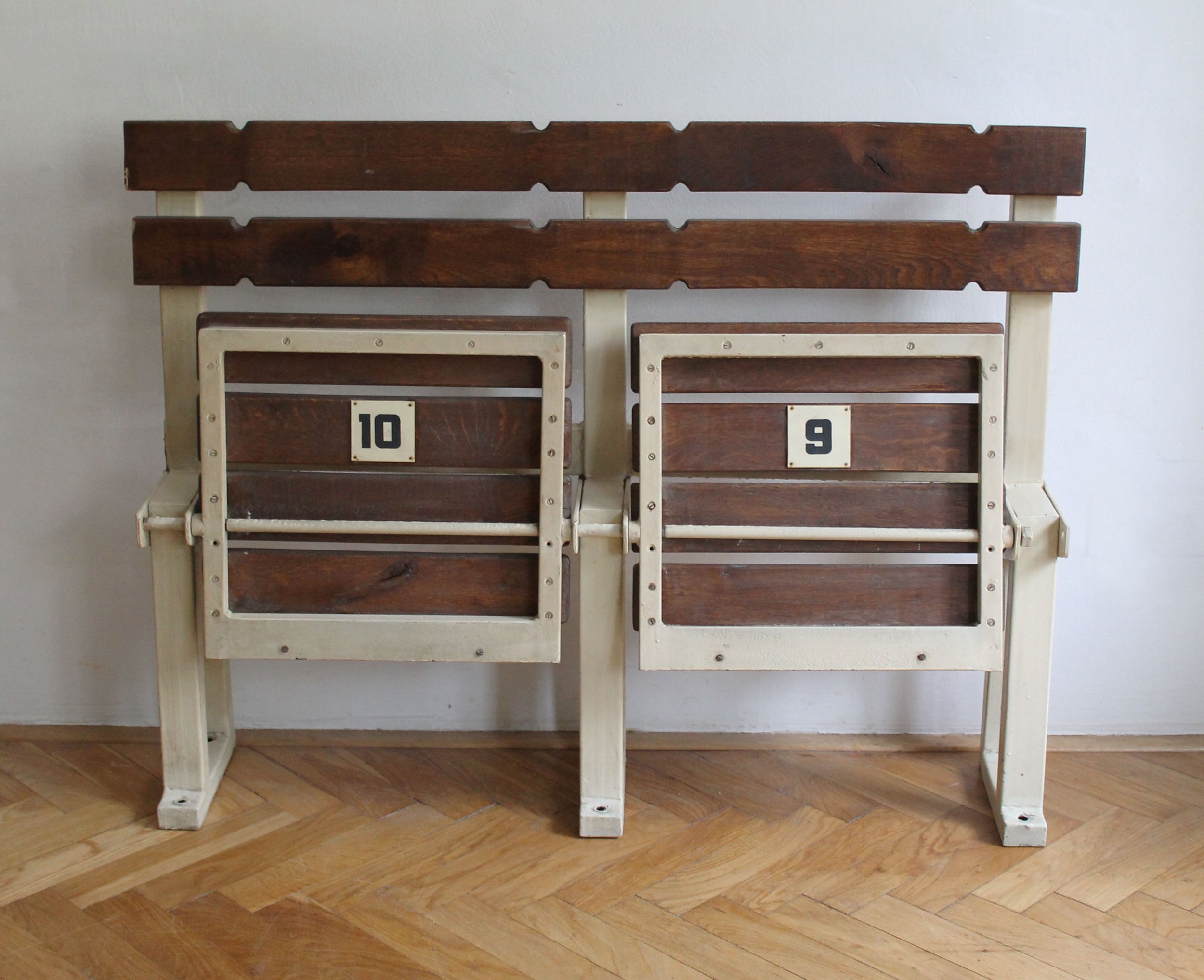 1970's Stadium bench, seats No. 9 and No. 10