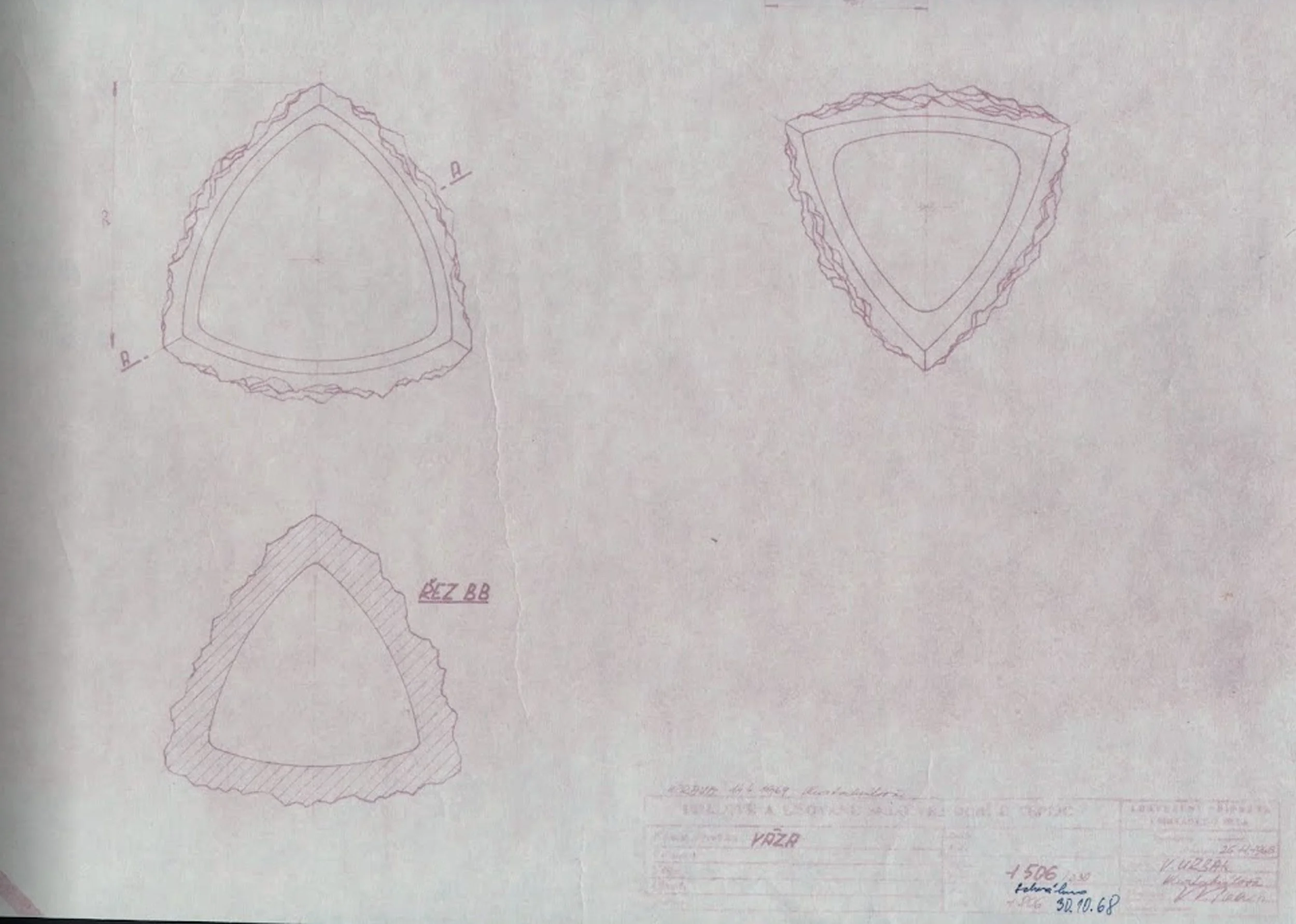 1960's Flower Vase by Vladislav Urban for Rosice Glasswork