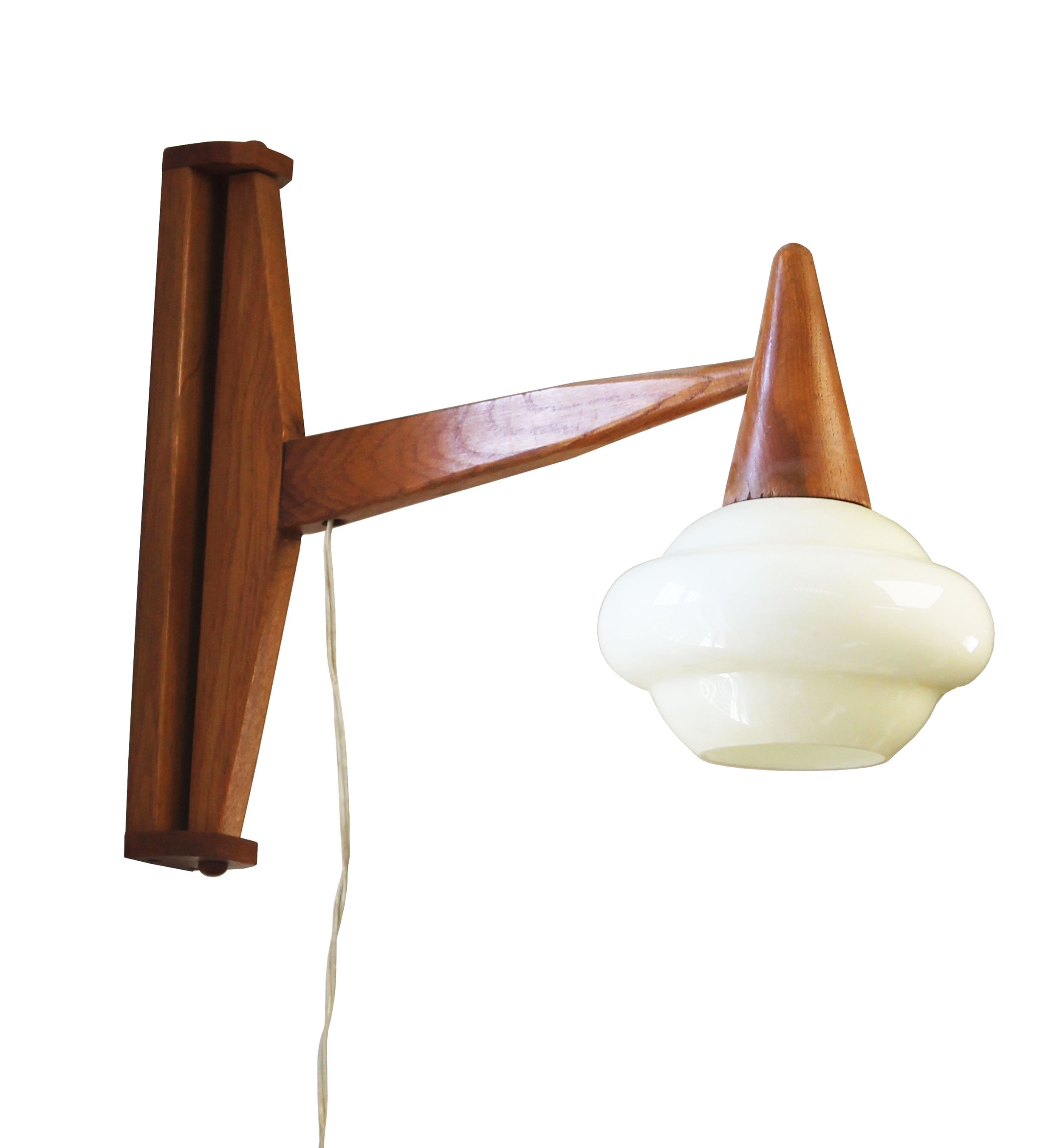 1960s wooden wall light with adjustable arm and sculptural opaline glass shade.jpg