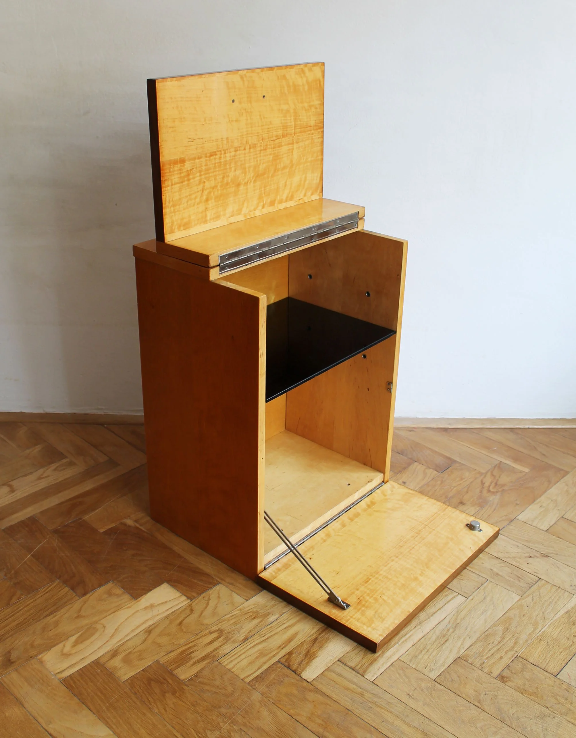 Close-up of cabinet corner showing minimalist craftsmanship