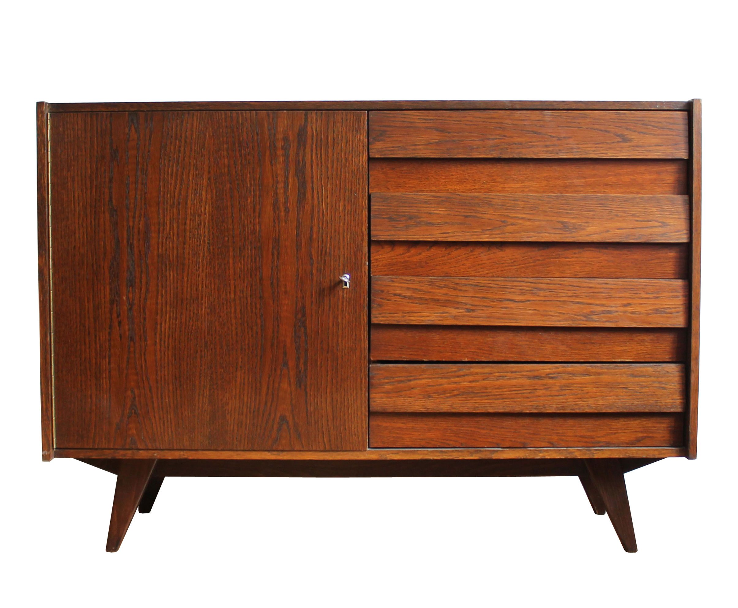 Original U-458 sideboard in dark brown oak veneer from Czechoslovakia.jpg