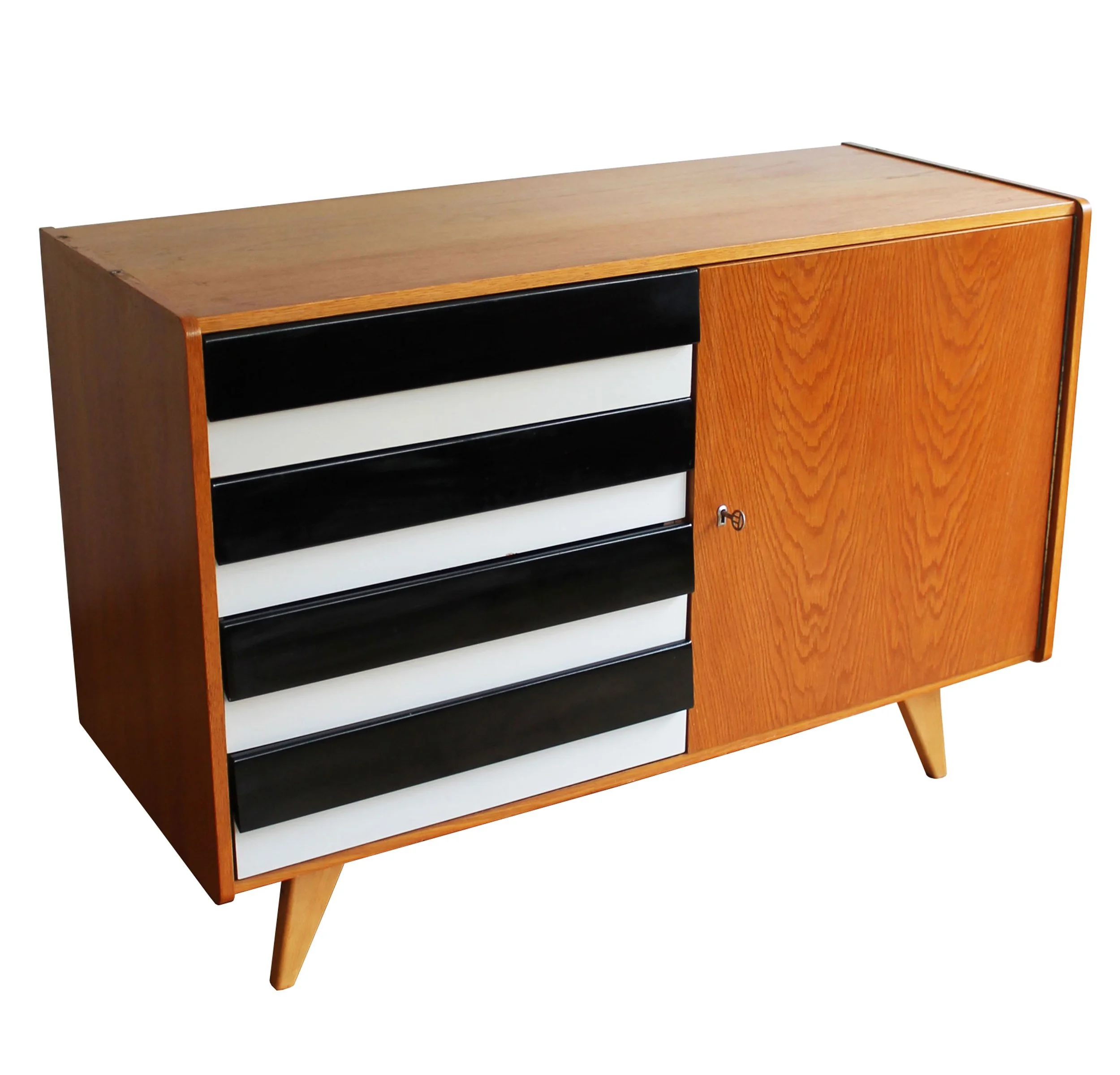 1967 U-458 sideboard by Jiří Jiroutek for Interiér Praha in honey-brown oak veneer.jpg