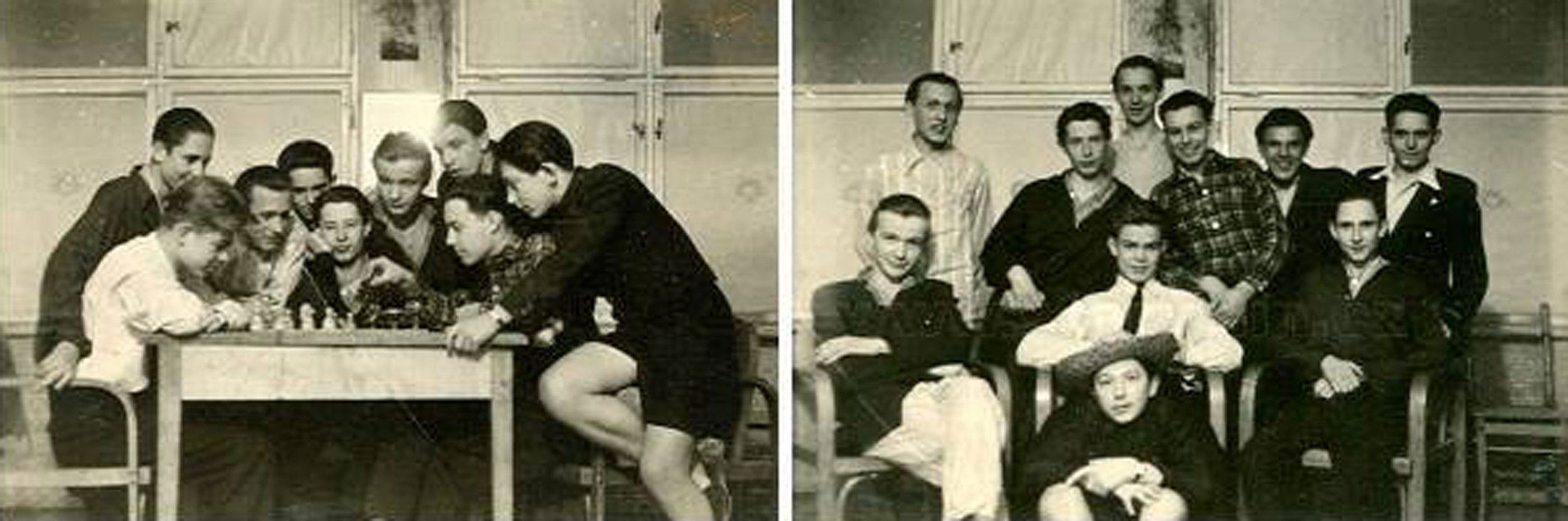 Students seated on A 745 F armchairs at the Baťa boarding school in Zlín in the 1940s