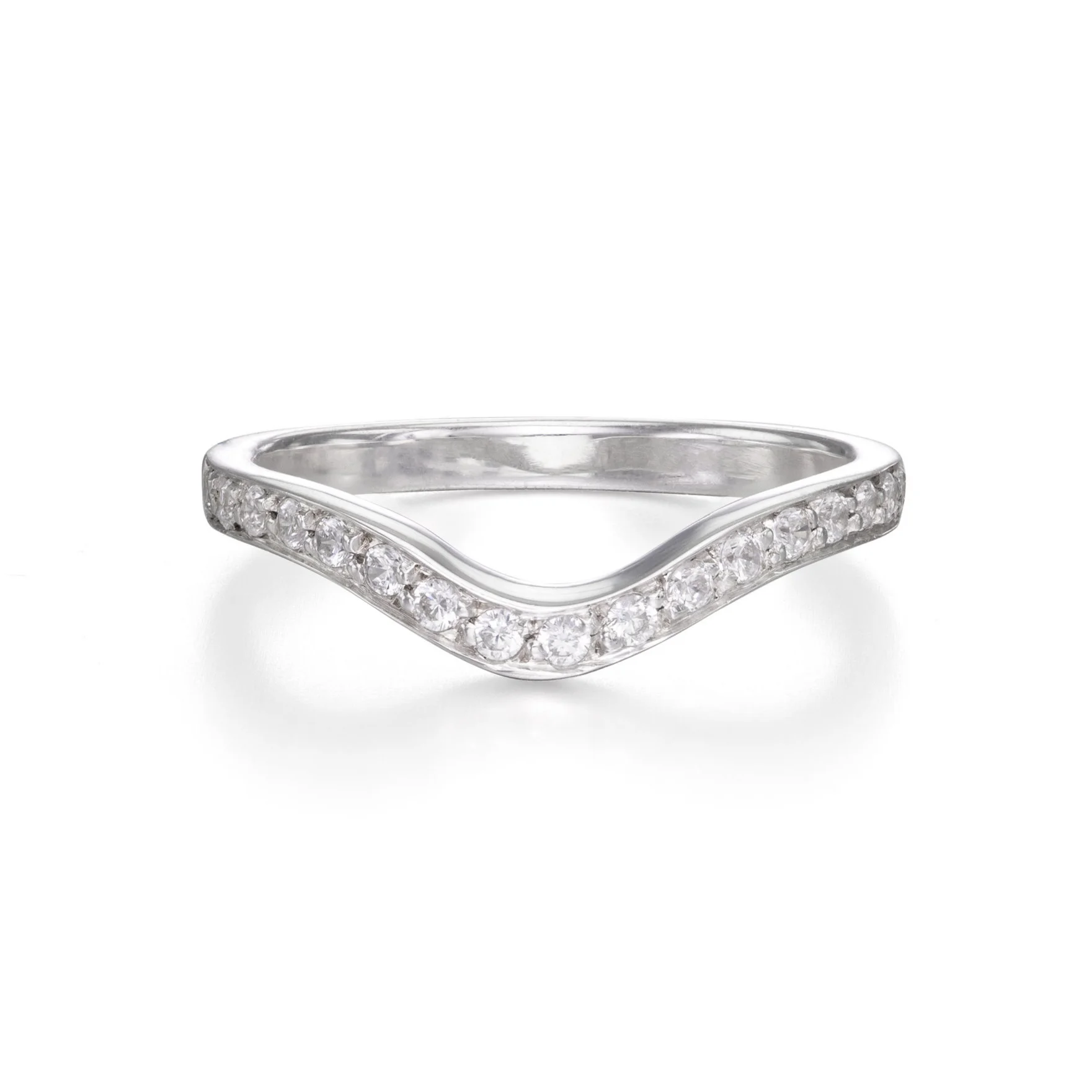 Slightly Curved Diamond C&S Wedding Band