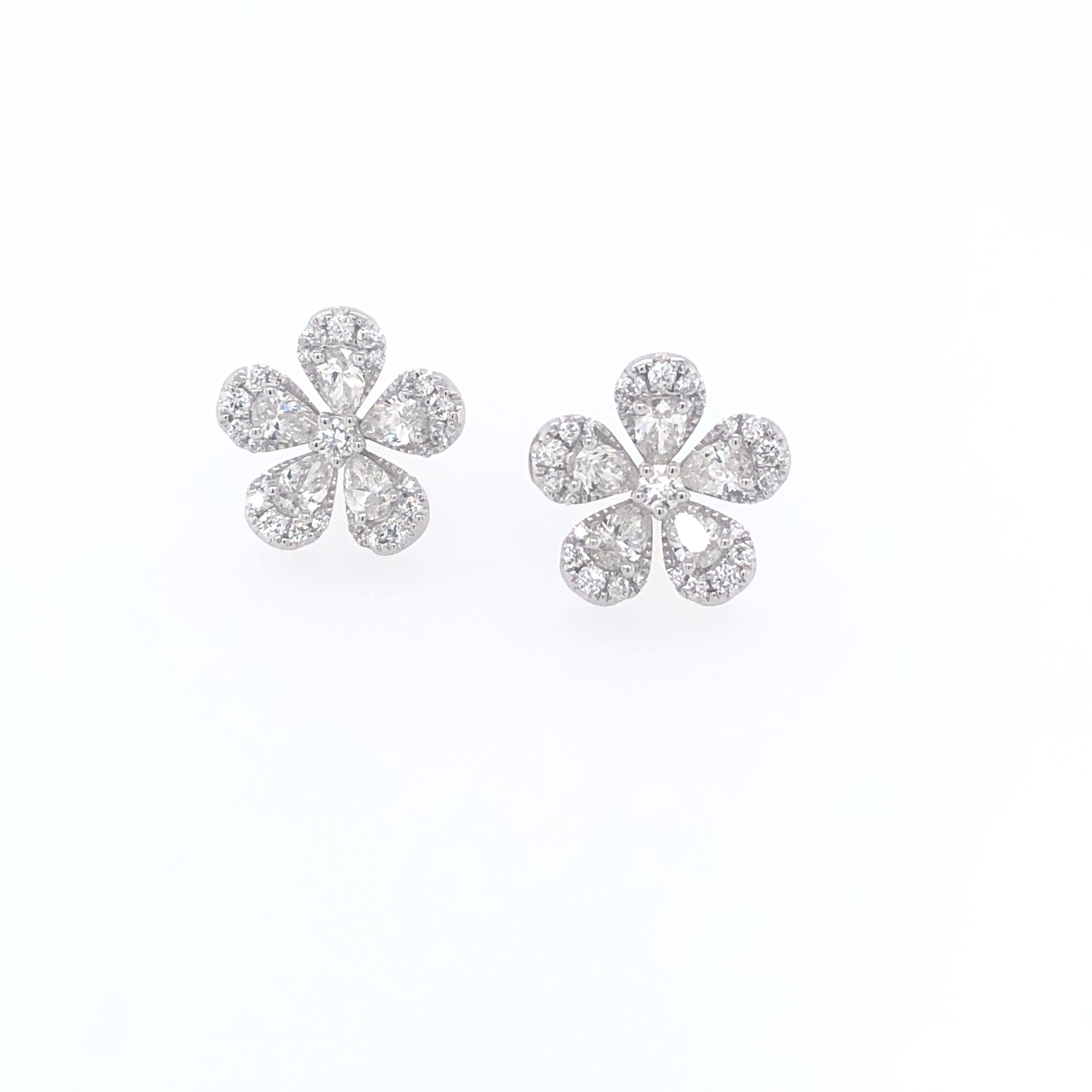 White Gold and Diamond Blossom Earrings — Sheryl Jones