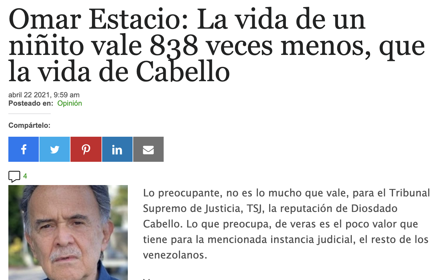 LaPatilla.com: La vida de un niñito vale 838 veces menos que la vida de Cabello