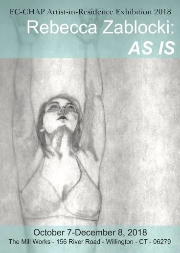 Solo Show " AS IS ": EC-CHAP Resident Artist, Rebecca Zablocki Mixed media (drawing, print-based and ceramic and paper sculpture) Preview: Sunday, October 7. 2018 Opening Reception: Saturday, October 13, 2018, 5:00pm ~ 9;00pm " AS IS ", is a showcase of experimental work I’ve been making over this past year. AS is an acronym for one of my health issues Ankylosing Spondylitis and the work is all about dealing with chronic illness, pain and the other effects it has on people’s lives.