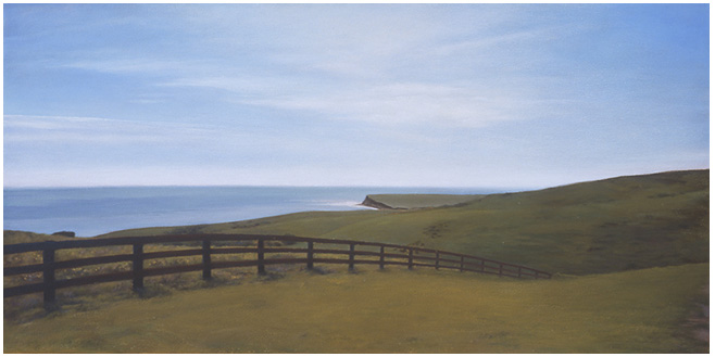 Fenceline at Hollister  12 x 24"  oil on canvas  2002