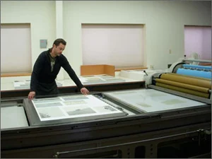 Geoff Harvey printing one of the initial runs of color