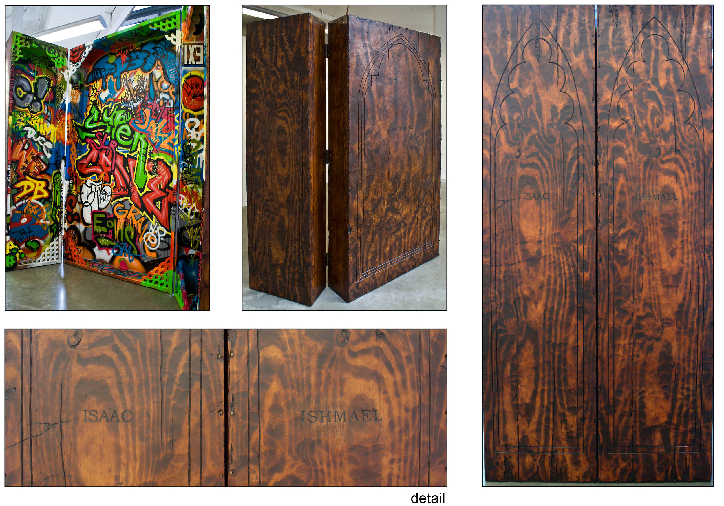  Altered  90” x 91” x 35”  oil paint, shellac, plywood, masonry nails, spray paint, lumber  2012 