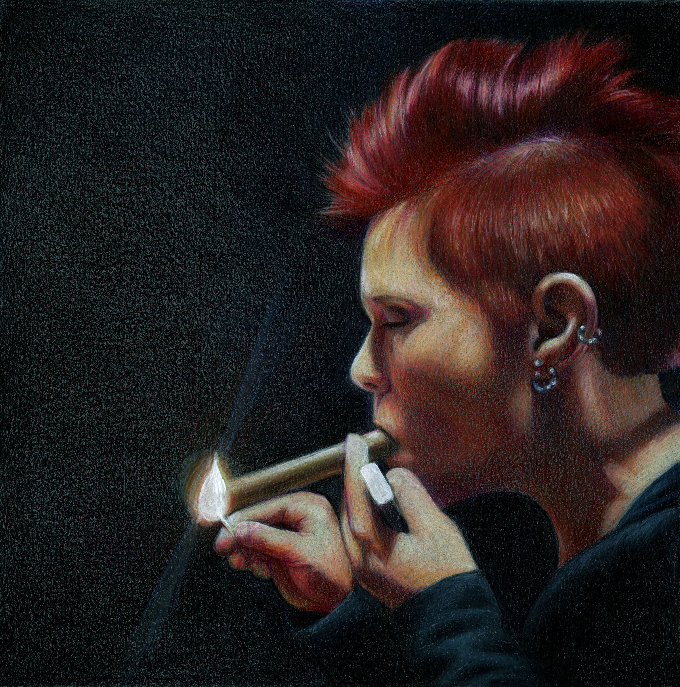 colored pencil on toned paper