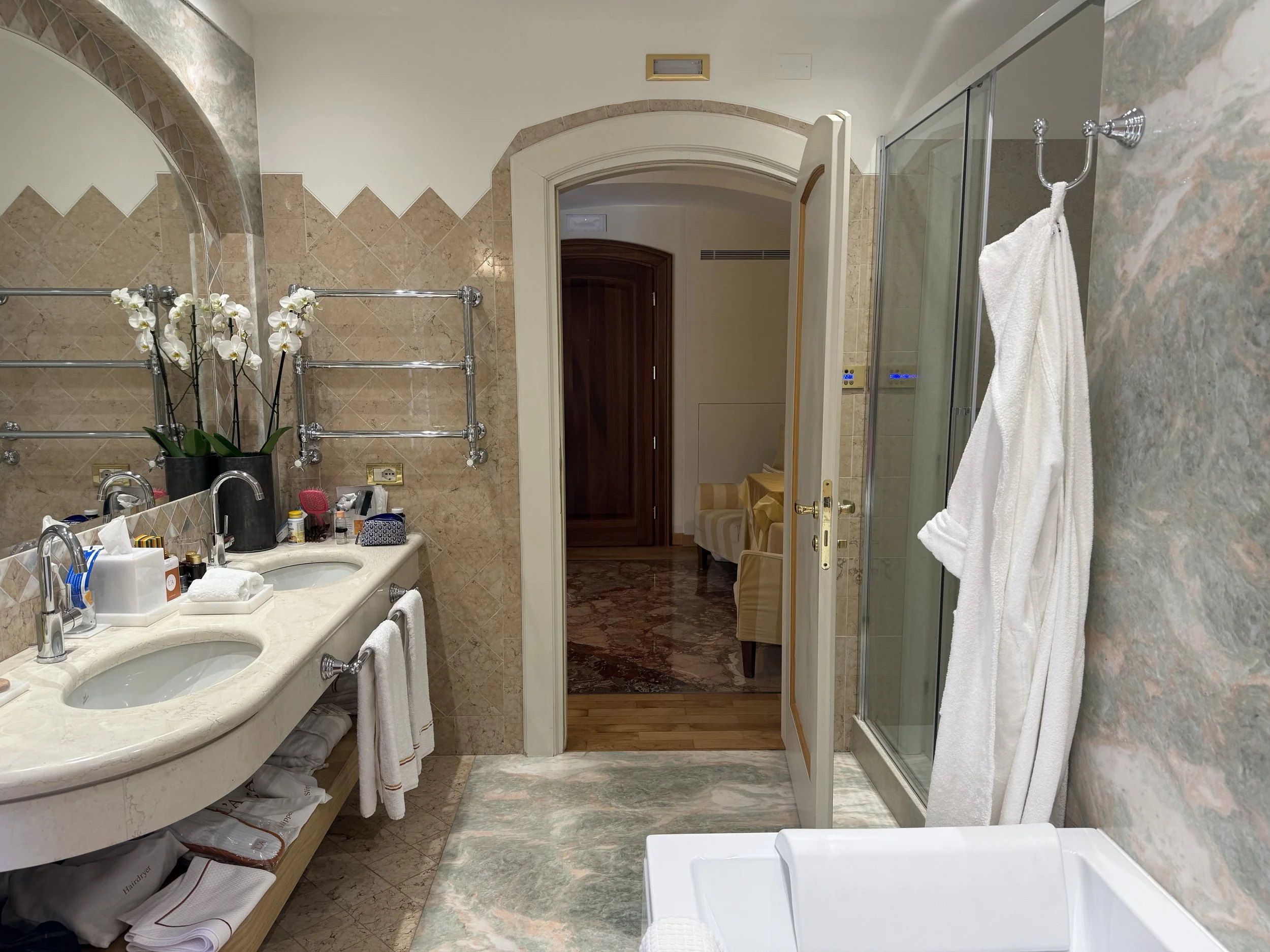 Bathroom looking into foyer