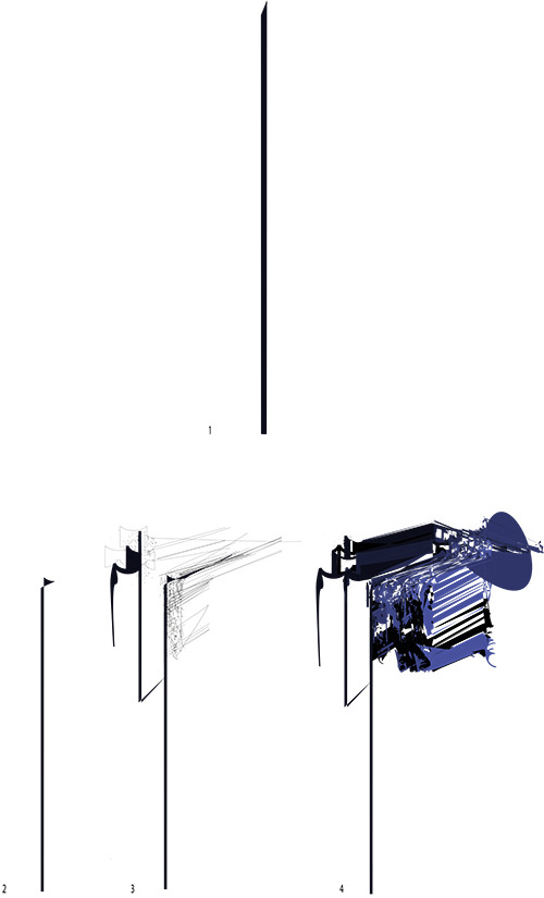 A vacuum cleaner ( fig. 1) When you install the pole in the middle of your room or public space, the pole will collect the dust from all around, and make a cool sculpture. (fig. 2 to 4) The shape interacts with the dust and air conditions. You can