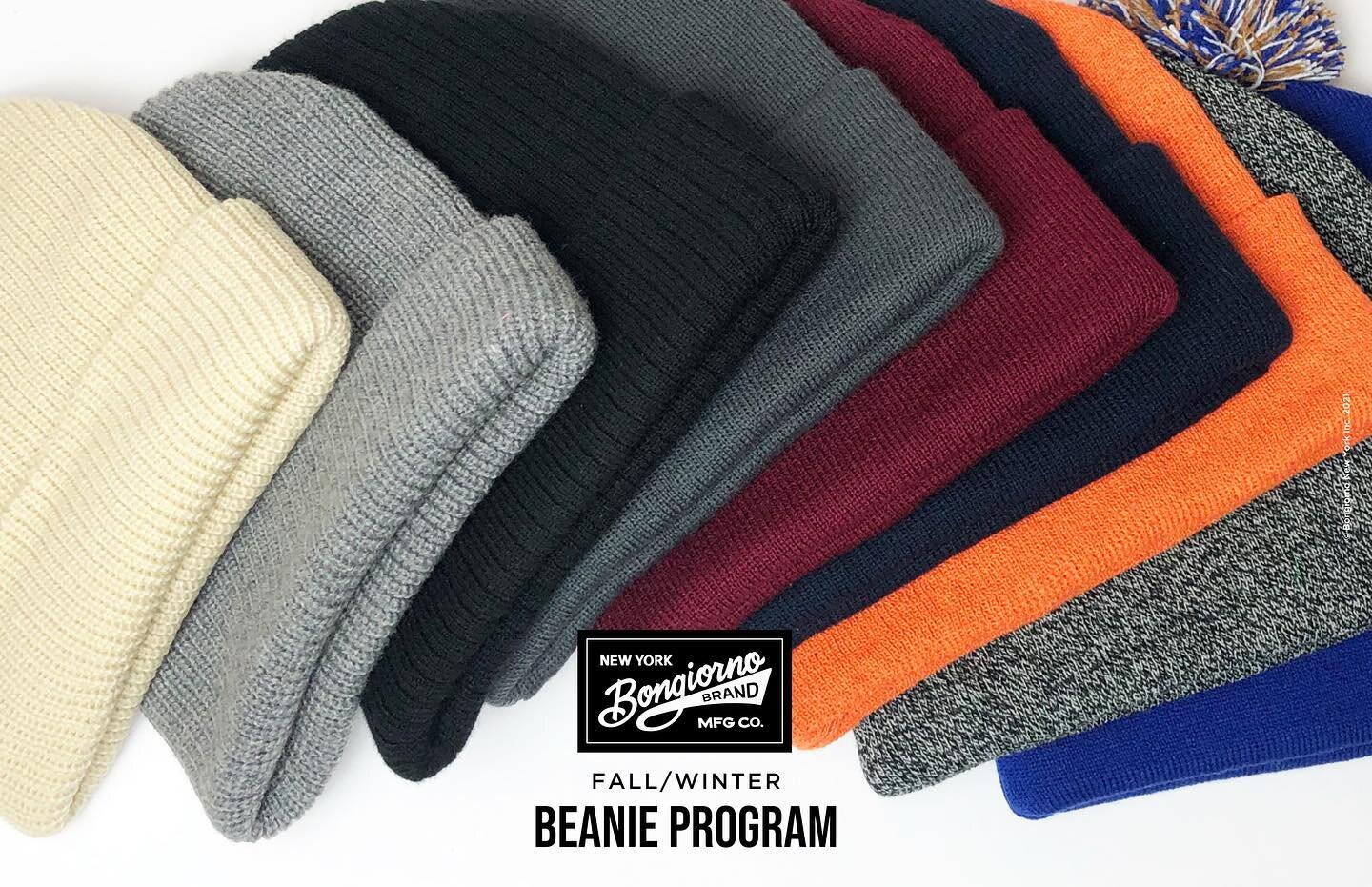 It&rsquo;s finally feeling like Fall out there! Knit hat development is in full effect. Find out more about our custom beanie program! 🍂🍁🎃

#bongiornobrand #beanie #hat #knit #headwear #fall #winter #embroidery #custommade #merch #hats