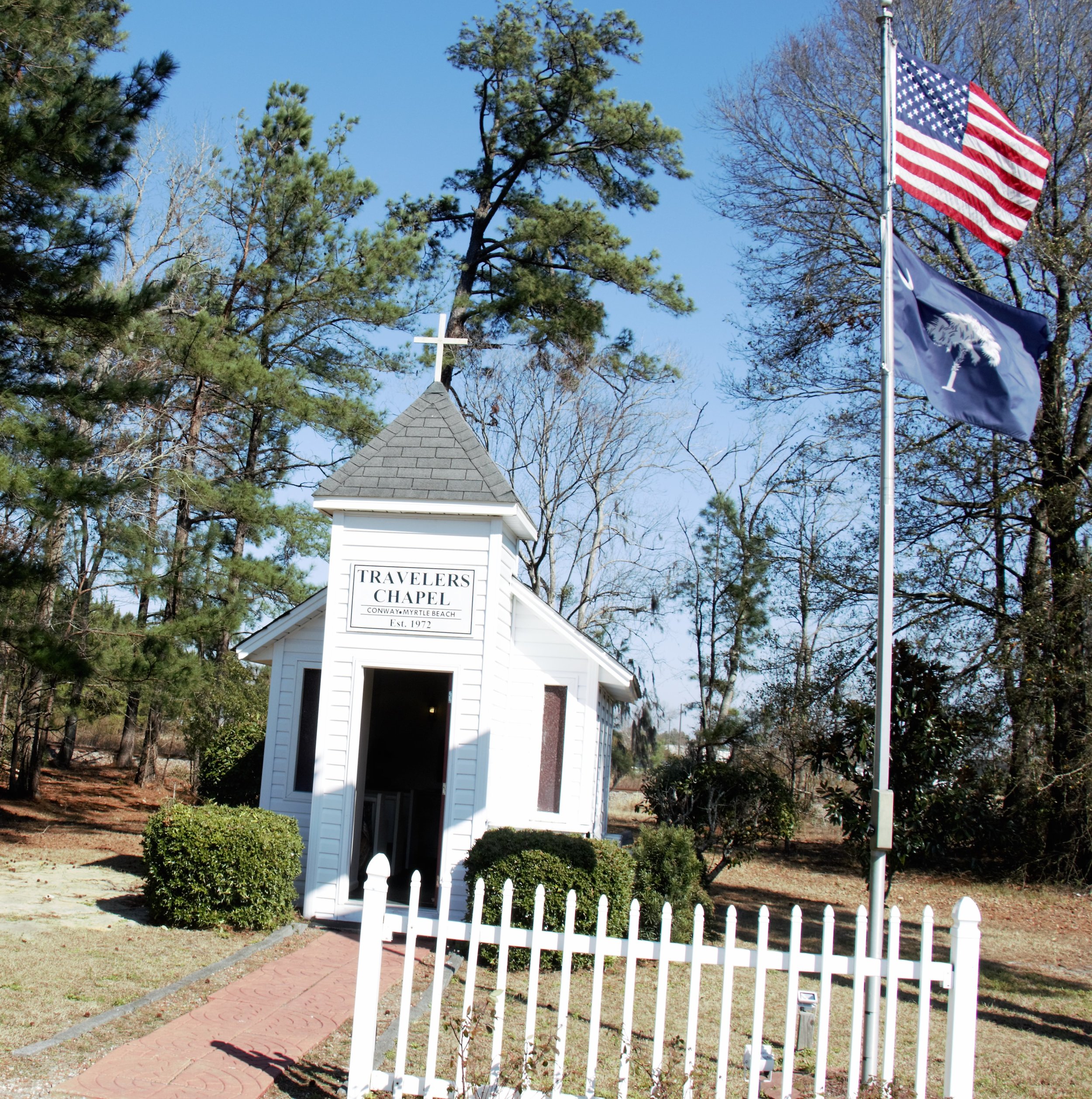 Travelers Chapel with Flags .jpg