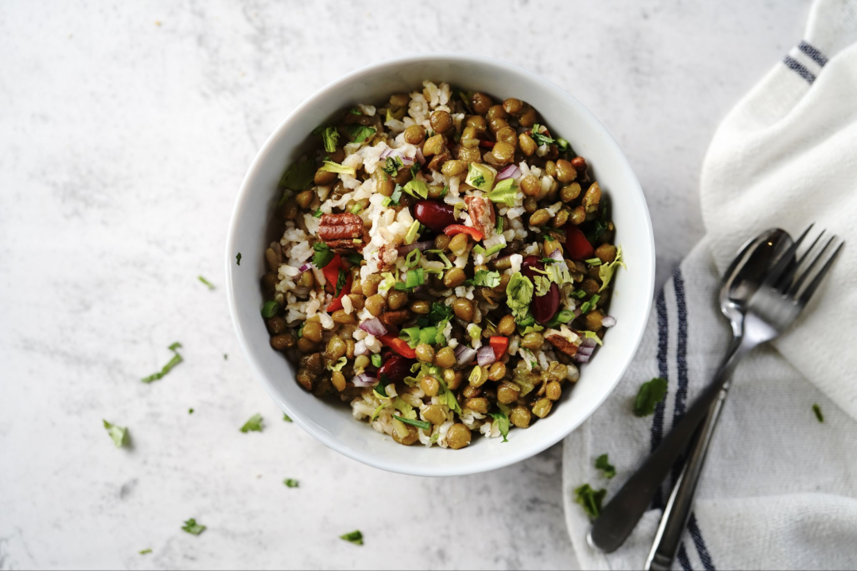 healthy and filling lentil salad for lunch