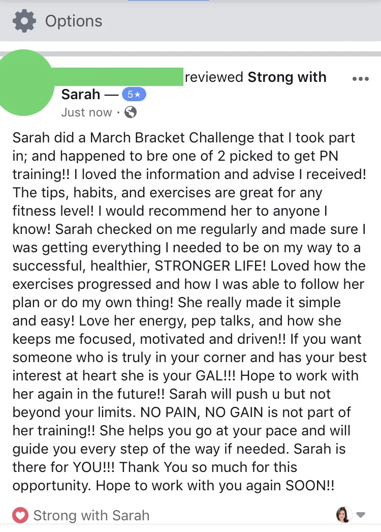 Testimonials — Strong with Sarah - Online Weight Loss Coach