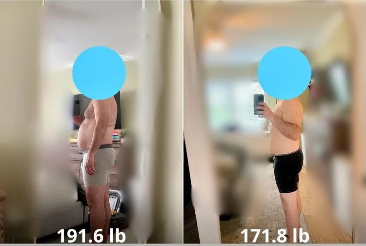 Weight loss results for a male Strong with Sarah client