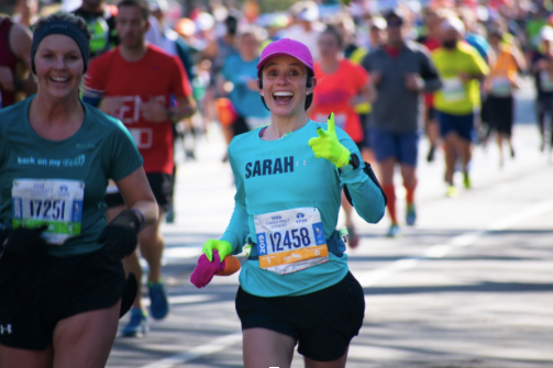 Sarah running the race with a positive attitude