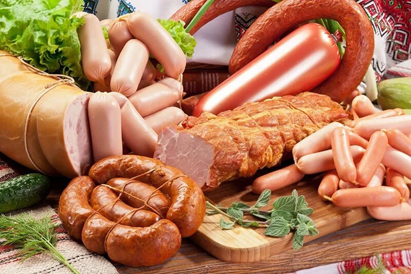 a variety of sausages